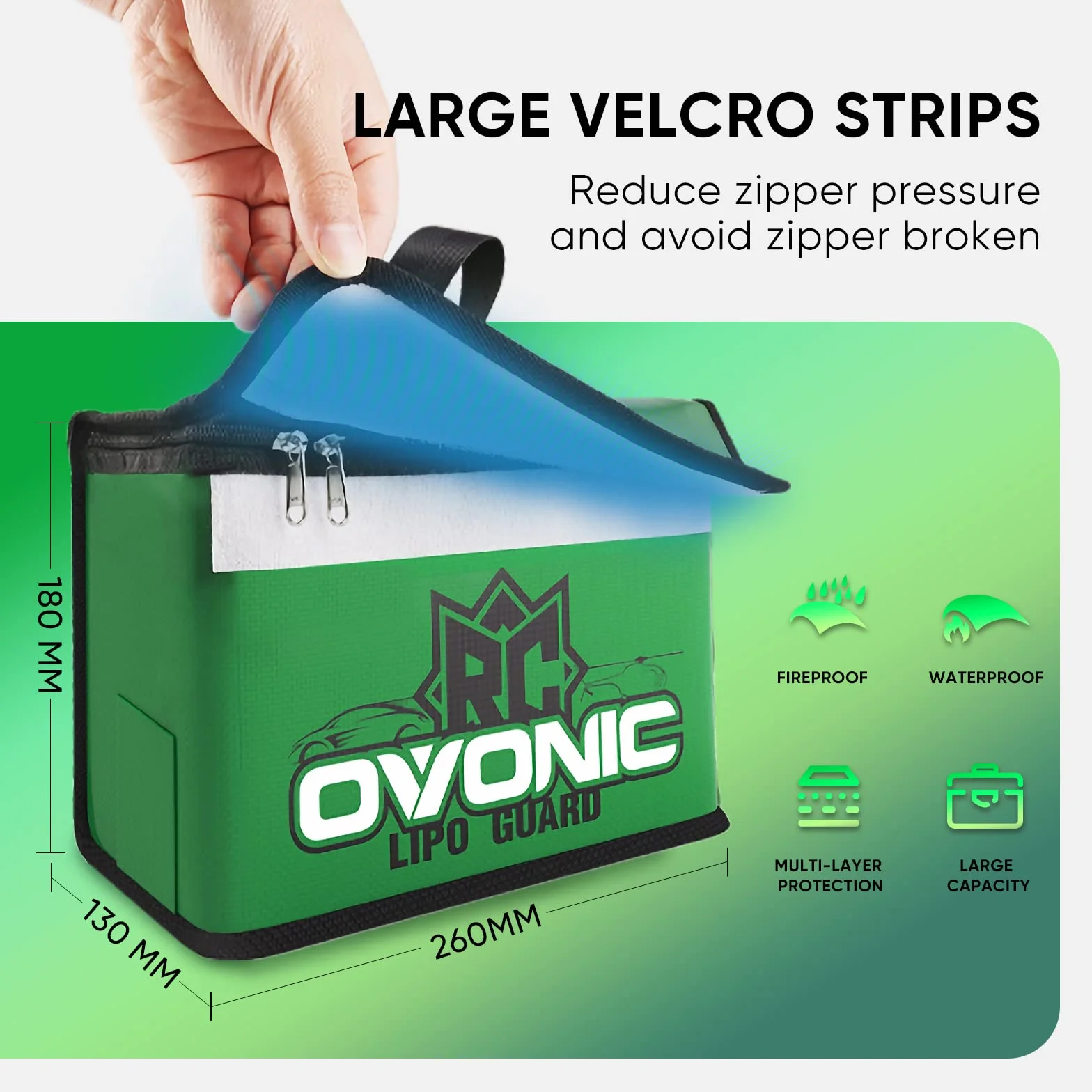 OVONIC Lipo Safe Bag Fireproof Explosionproof ognioodporna torba przeciwwybuchowa dużej pojemności Lipo Battery Storage Guard
