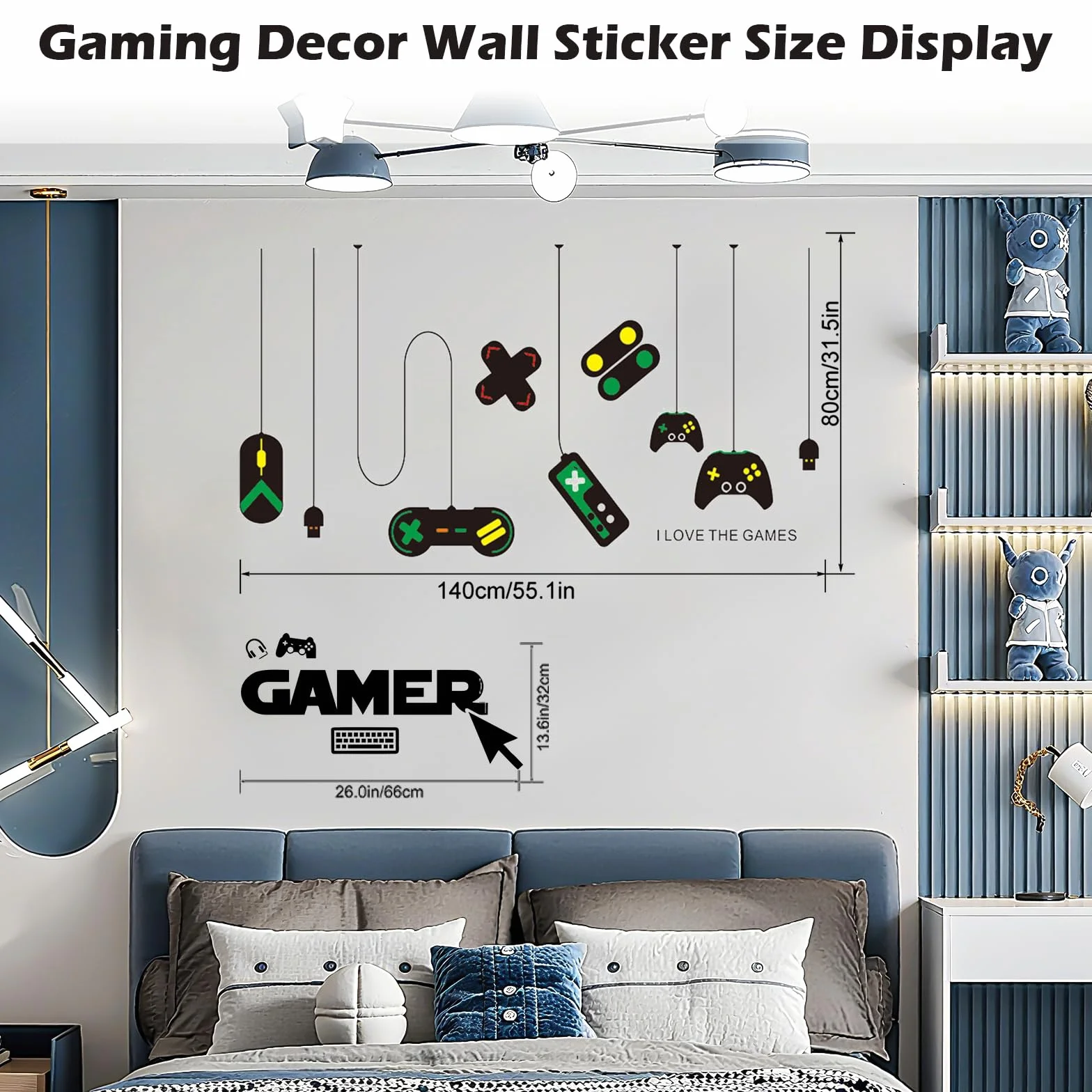 Naklejki ścienne na kontroler gier, 2 sztuki Gamer Eat Sleep Game, naklejka na ścianę do pokoju gier, odklejana dekoracja