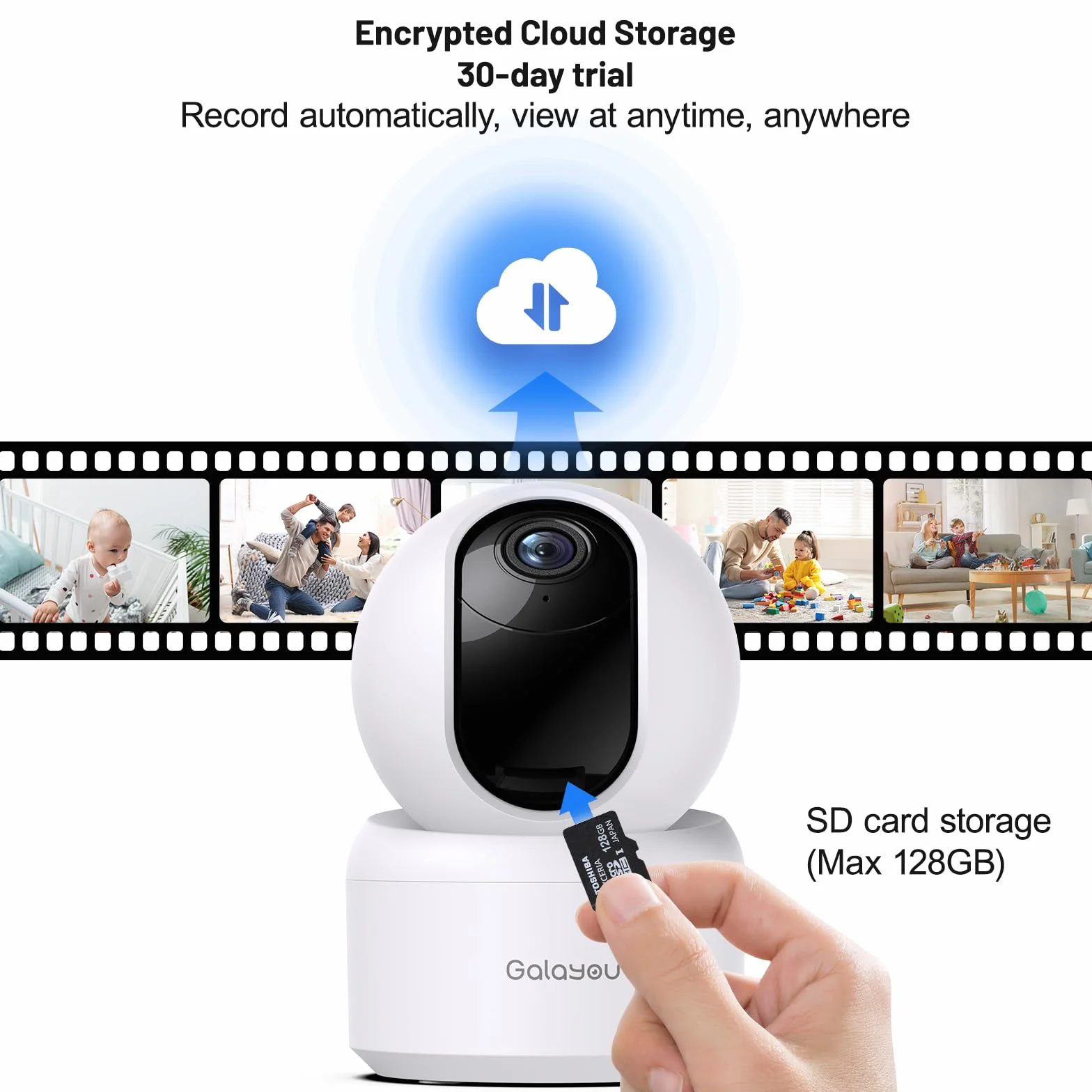 GALAYOU Kamera 2K WiFi dla zwierząt domowych, do użytku domowego, dla psa, kota, monitorowania dziecka, bezprzewodowa 360°, śledzenie ruchu, noktowizor, 2-drożny dźwięk, G2 (2P)