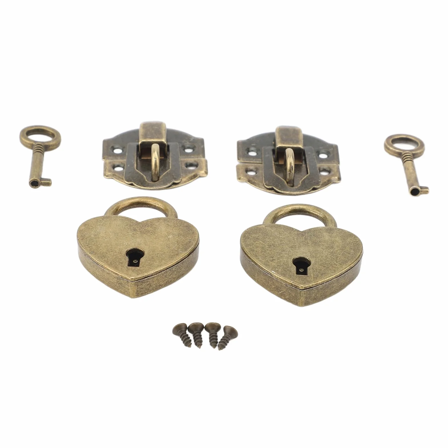 Generic Vintage Hasp Hasp Latch Padlock, w Kształcie Serca, Stopu Cynku, Kompletne Rozwiązanie Bezpieczeństwa, Instalacja Bez Wysiłku, Drewniane Pudełka, Rzemiosła, Pudełka Biżuterii, (Brązowy)