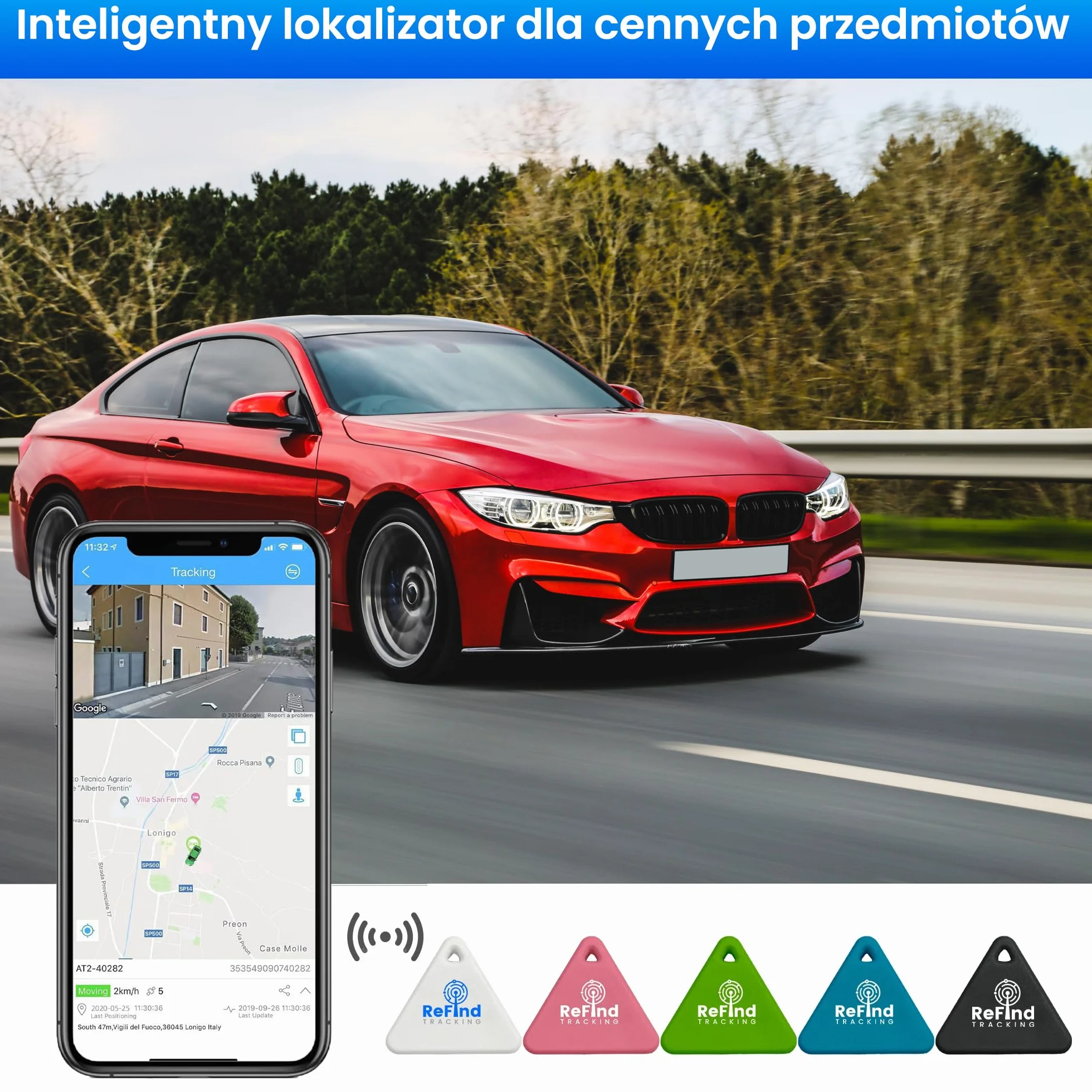ReFind R3 Smart Tracker Bluetooth 5.0 GPS Tag dla Androida iPhone'a Czarny