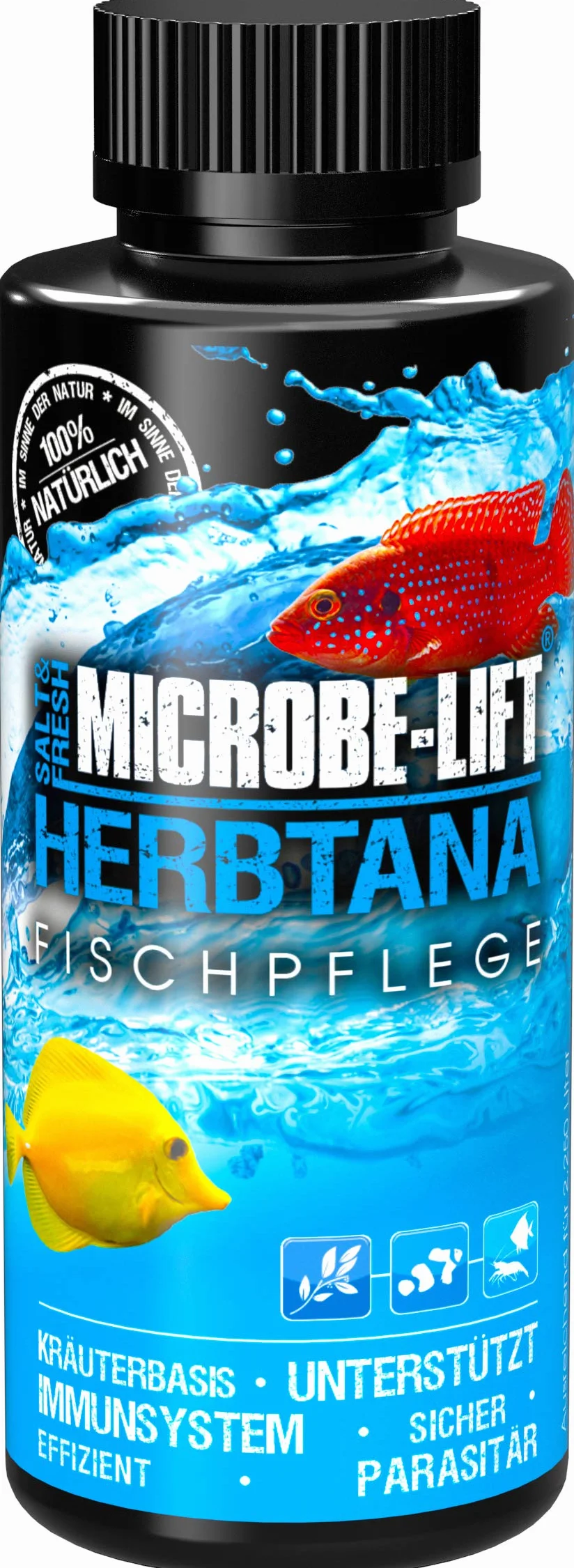 MICROBE-LIFT Herbtana - preparat pielęgnacyjny na bazie ziół do optymalnego wsparcia układu odpornościowego w przypadku ryb w każdym akwarium z wodą morską i słodkowodną, 118 ml