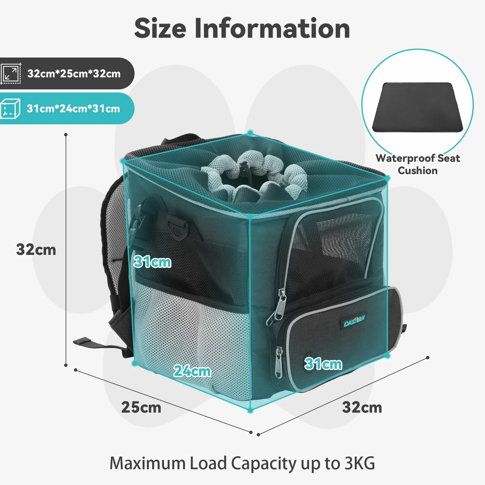 Kosz rowerowy dla psa do 3 kg z adapterem na kierownicę Φ53 mm wodoszczelny