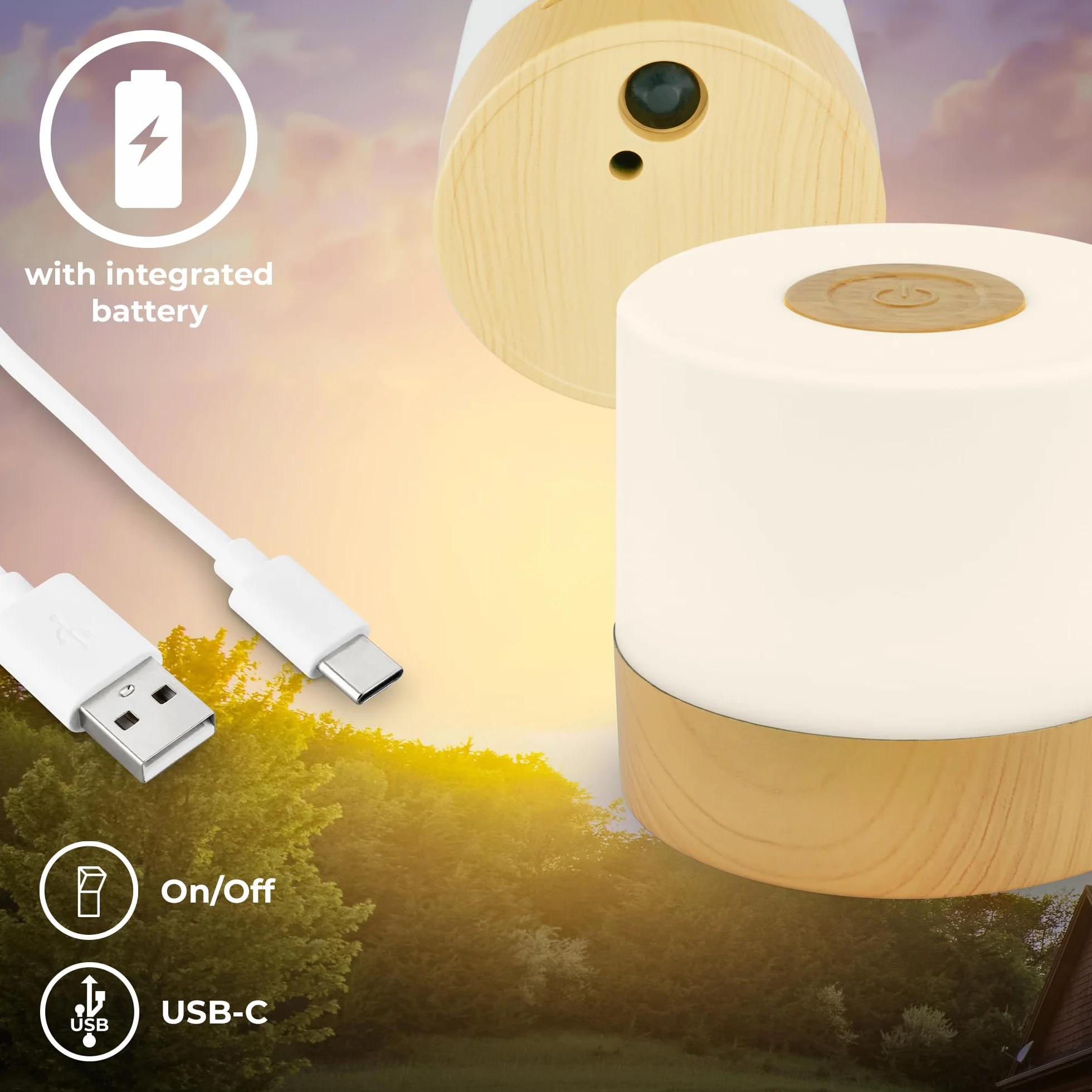 B.K.Licht - Mini lampa stołowa LED, bezprzewodowa, IP44 z dotykiem, ściemniana stopniowo, akumulator, kabel USB-C, lampka nocna, lampa dekoracyjna, lampa LED, lampa na baterie, lampa stołowa, lampa