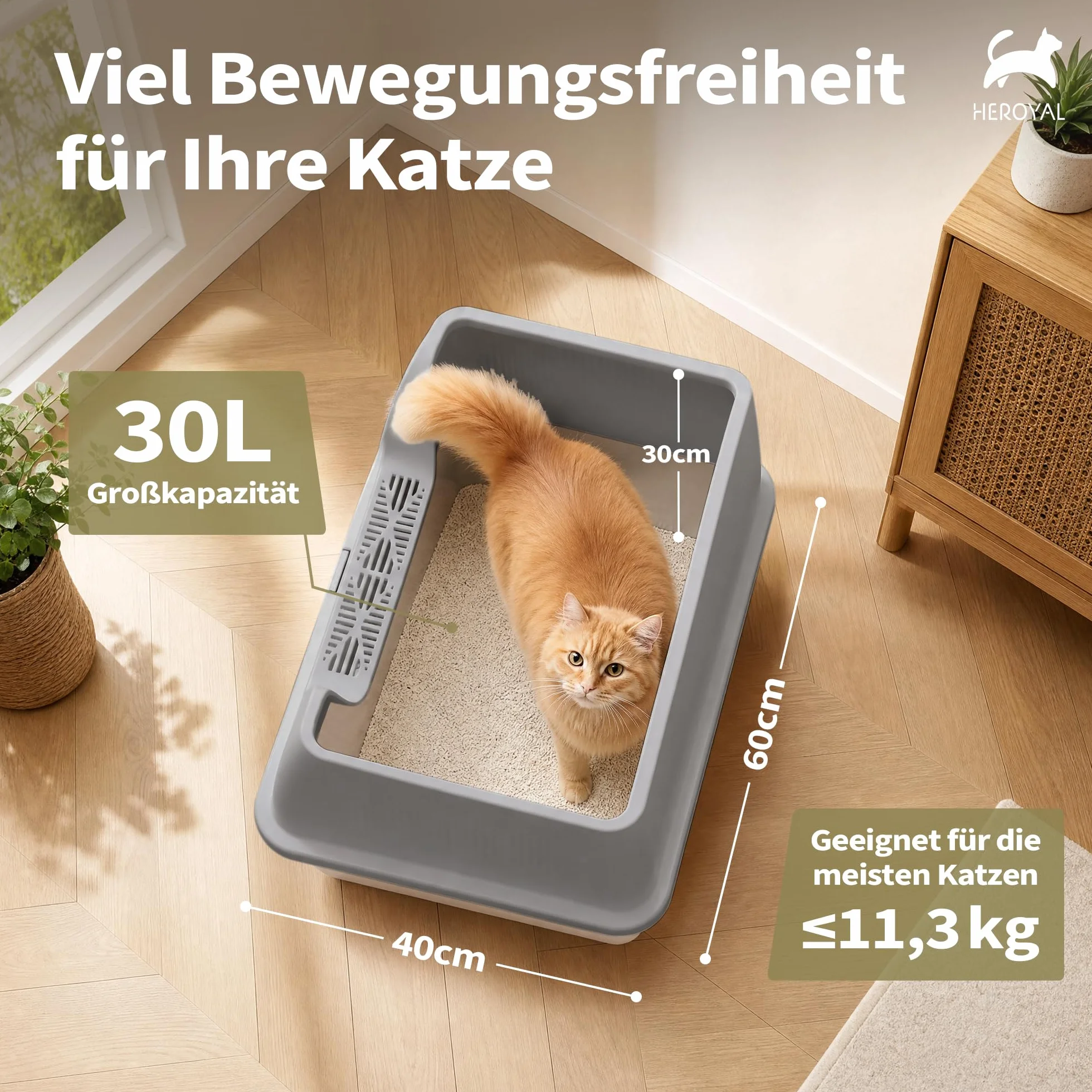 Kuweta dla kota ze stali nierdzewnej XXL z naklejką DIY, 20L kuweta dla kota ze stali nierdzewnej z pokrywką, duża pojemność, szczelna i odporna na rozpryski, łatwe wchodzenie i wychodzenie, łatwa do
