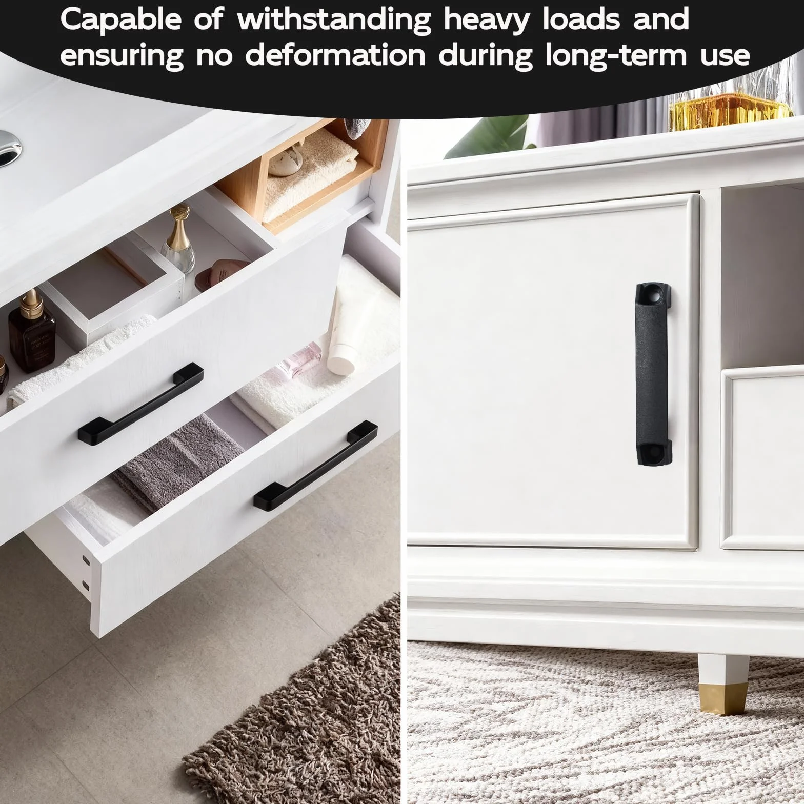 6 czarnych plastikowych uchwytów, czarny nylonowy uchwyt do szafki 130 mm do mebli, szuflad, szafek i kuchni, elegancki i trwały uchwyt meblowy, odległość wiercenia: 120 mm