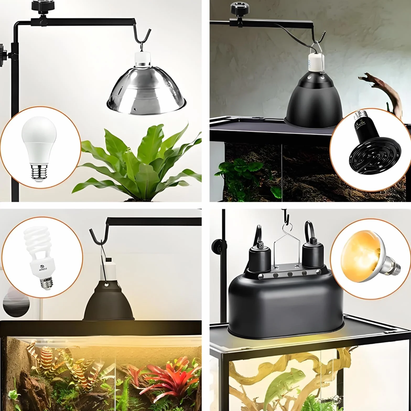 Stojak do lampy dla gadów, terrarium, regulowana wysokość 50-94 cm, szerokość 25-45 cm, uchwyt lampy dla gadów, żółwi, pająków, gekonów, jaszczurek
