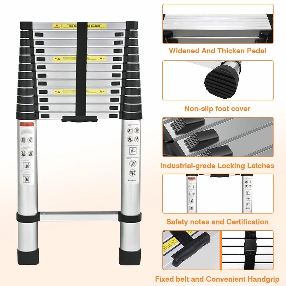Drabina teleskopowa aluminiowa składana 4,4 m nośność 150 kg