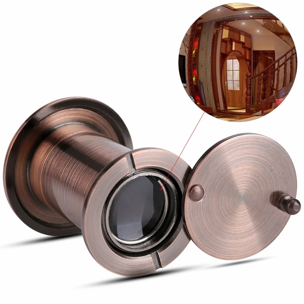 22mm220 Stopni Szerokokątny Wizjer do Drzwi, Szkło Optyczne Bezpieczeństwa w Domu i Materiał Mosiężny, Odpowiedni do Drzwi o Grubości 35~60mm Mm, Akcesoria do Drzwi(Czerwony Brąz)