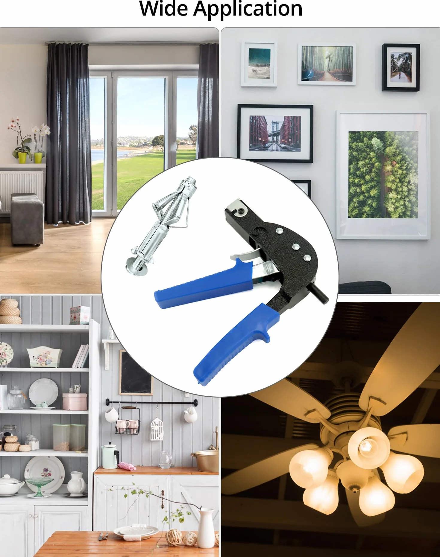QWORK® Szczypce kotwiące do wnęki do metalowej kotwy wnękowej M4 M6 M8 M10, do bloczków betonowych, płyt gipsowych, pustych sufitów, sklejki i innych