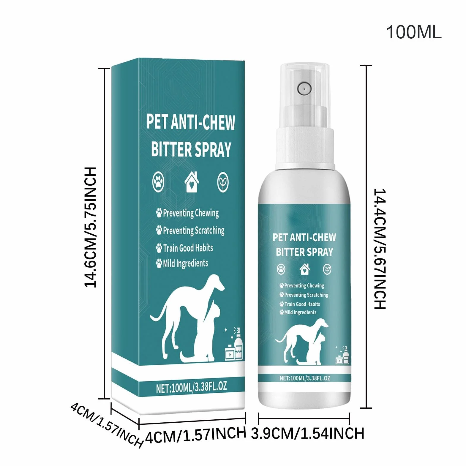 Spray bez gryzienia dla psów | 100 ml gorzki spray zapobiegaj?cy ?uciu dla skutecznego szkolenia zwierz?t domowych | Pomoc w zachowaniu psów i kotów do u?ytku wewn?trz i zewn?trz |