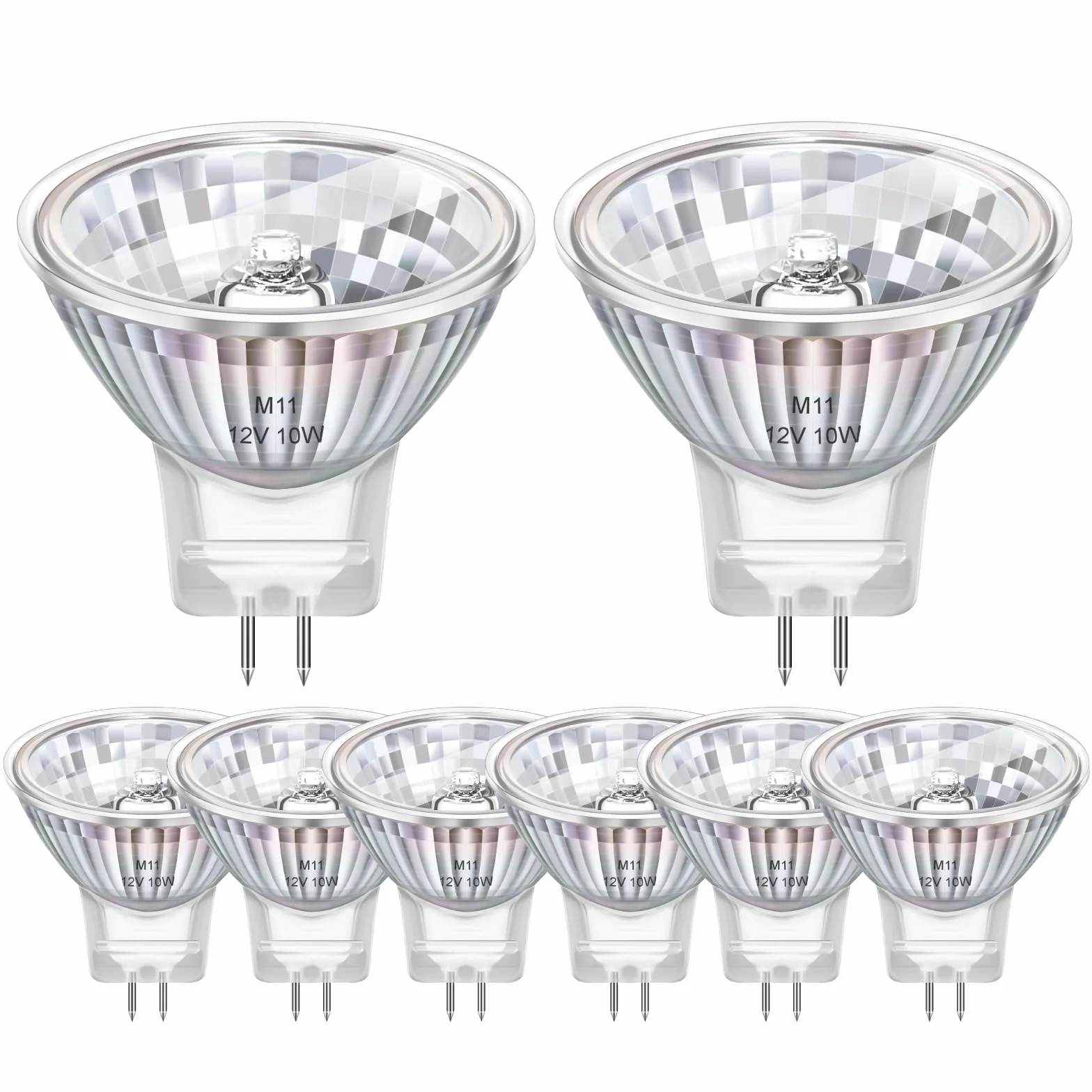 MR11 GU4 żarówka reflektorowa 12 V 10 W, 35 mm x 35 mm, ściemniana lampa, ciepła biel 2800 K, 100 lm, podstawa dwubiegunowa GU4, kąt świecenia 38°, do oświetlenia korytarza