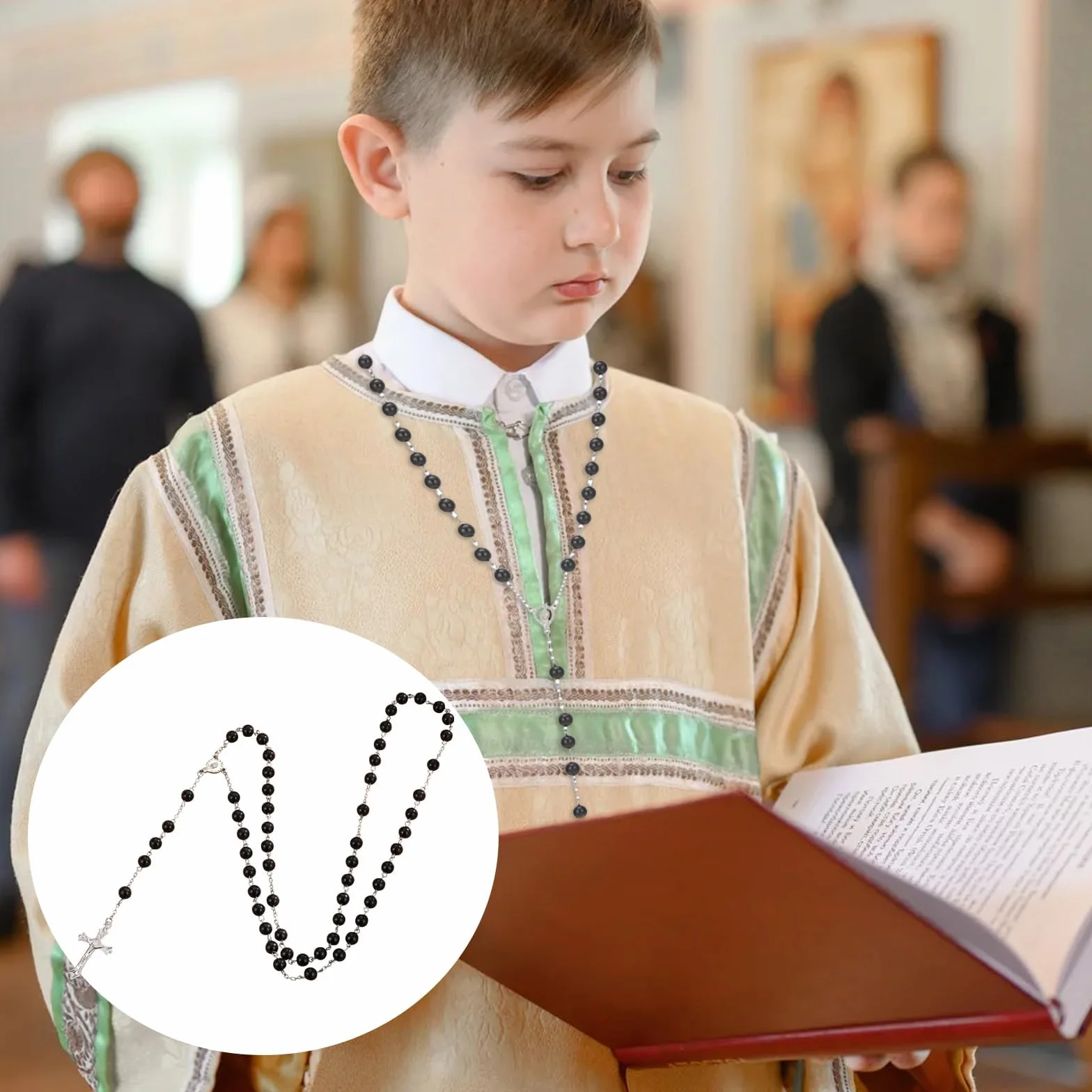 Różaniec katolicki, różaniec komunijny, łańcuszek z krzyżem, prezent dla gości, dla dziewcząt i chłopców