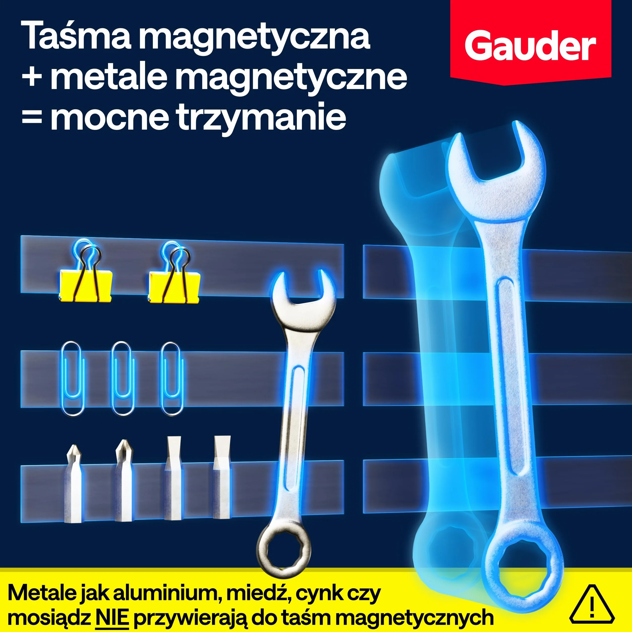 GAUDER Magnetyczne paski z warstwą klejącą - Mocne paski magnetyczne do przedmiotów metalowych - Przycięte magnesy z samoprzylepnym tyłem (10 sztuk - 15 cm x 2 mm x 2 mm)