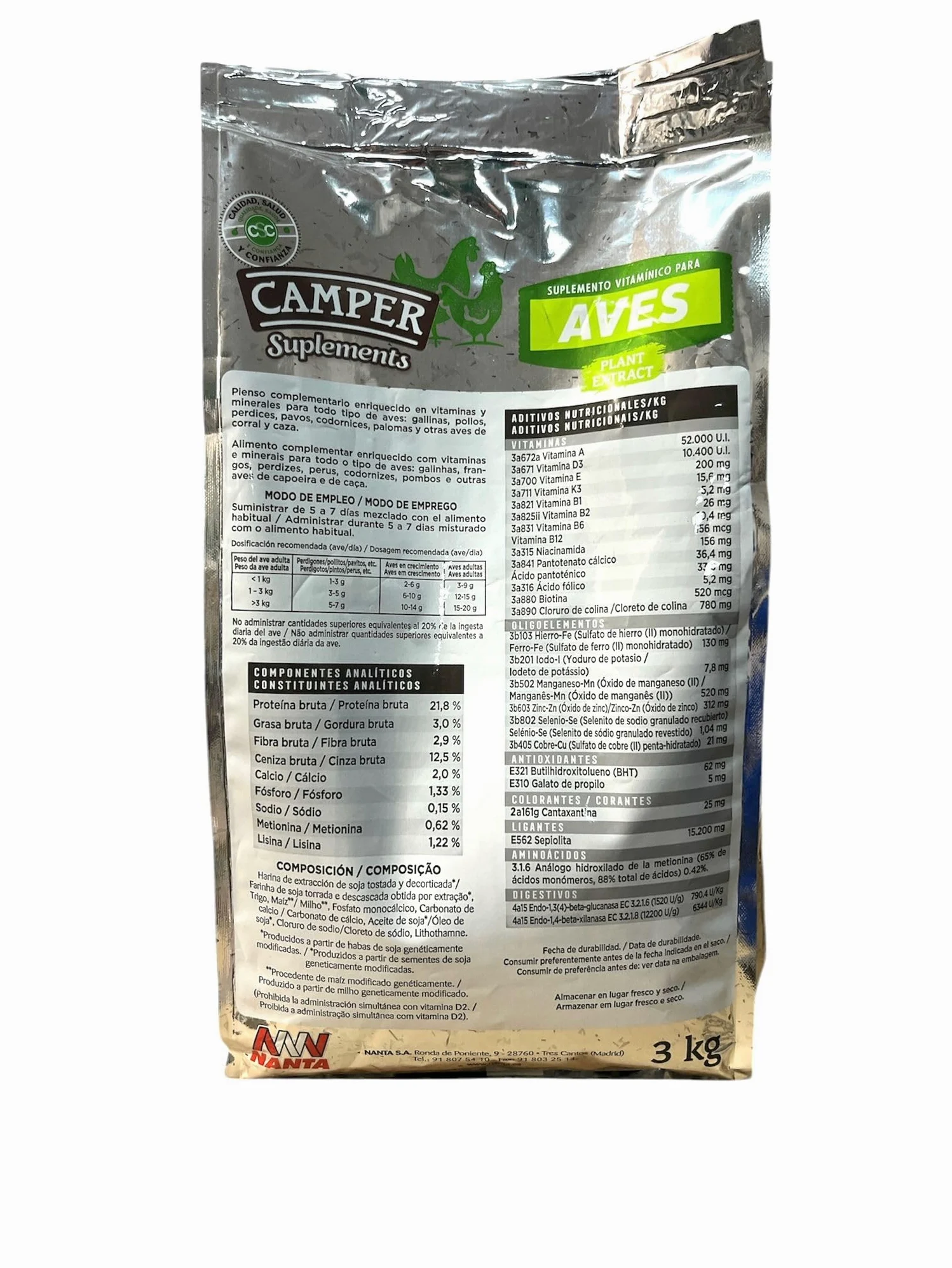 Suplement witaminowy i mineralny dla ptaków. 3 kg Suplement diety dla większych czasów Potrzeba dla kur, gołębi, kuropatwy, kaczek, indyków...