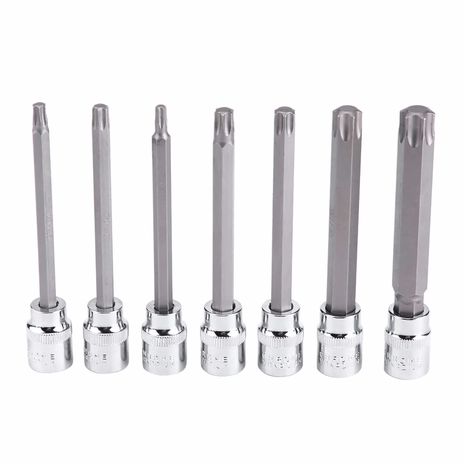 Zestaw nasadek Torx z wkładem bitowym T50 100 mm T40 i T45, długa nasadka T40, zestaw kluczy imbusowych, 7 szt. nasadek 3/8 cala, napęd bardzo długie nasadki bitów Torx