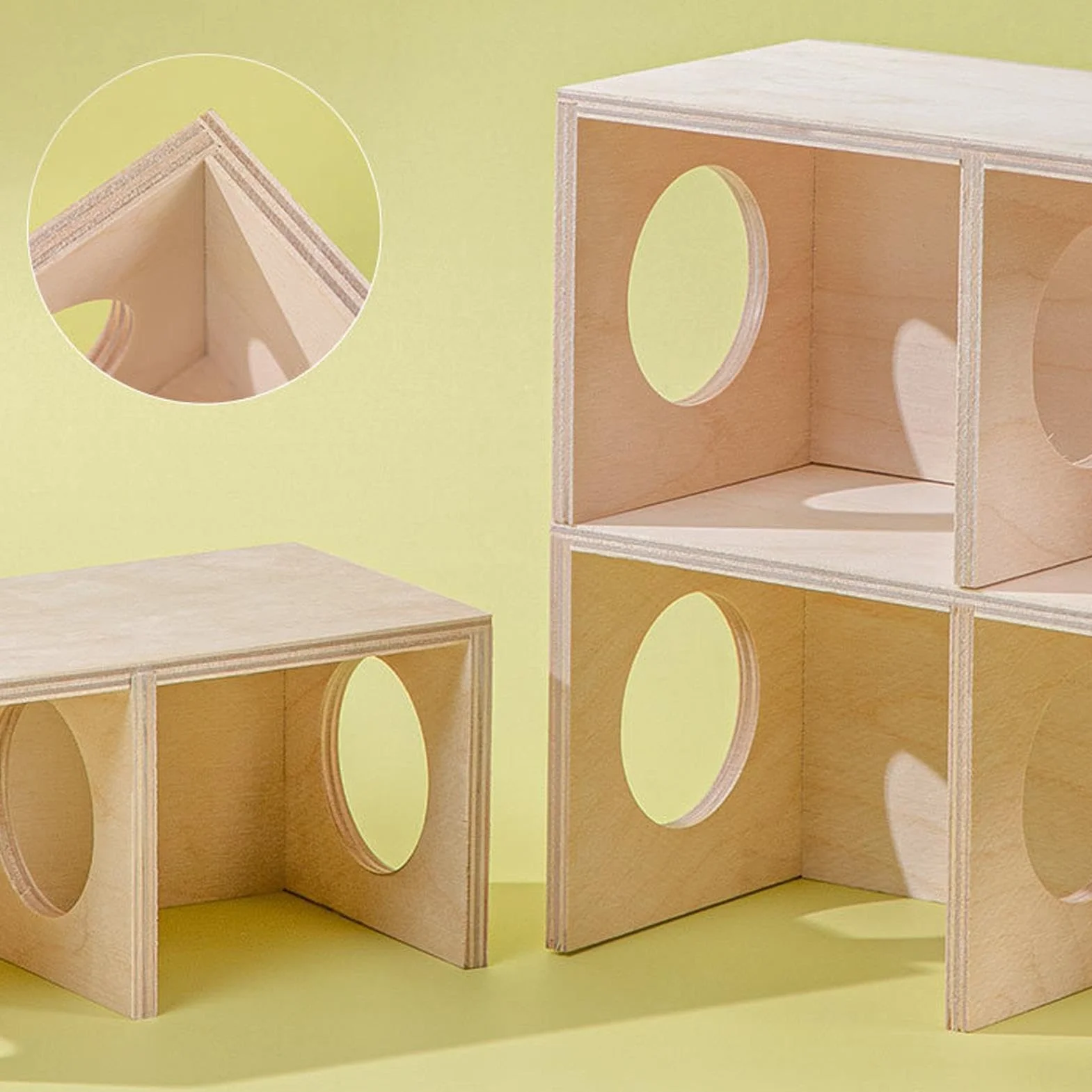 Wooden Hamster Conceal Habitat, 2-Chamber Multi-Room Small Animal Hiding Place, Natural Wood Hamster House and Maze, Cozy Shelter and Landscape Ornament for Hamsters, Gerbils,small Pets