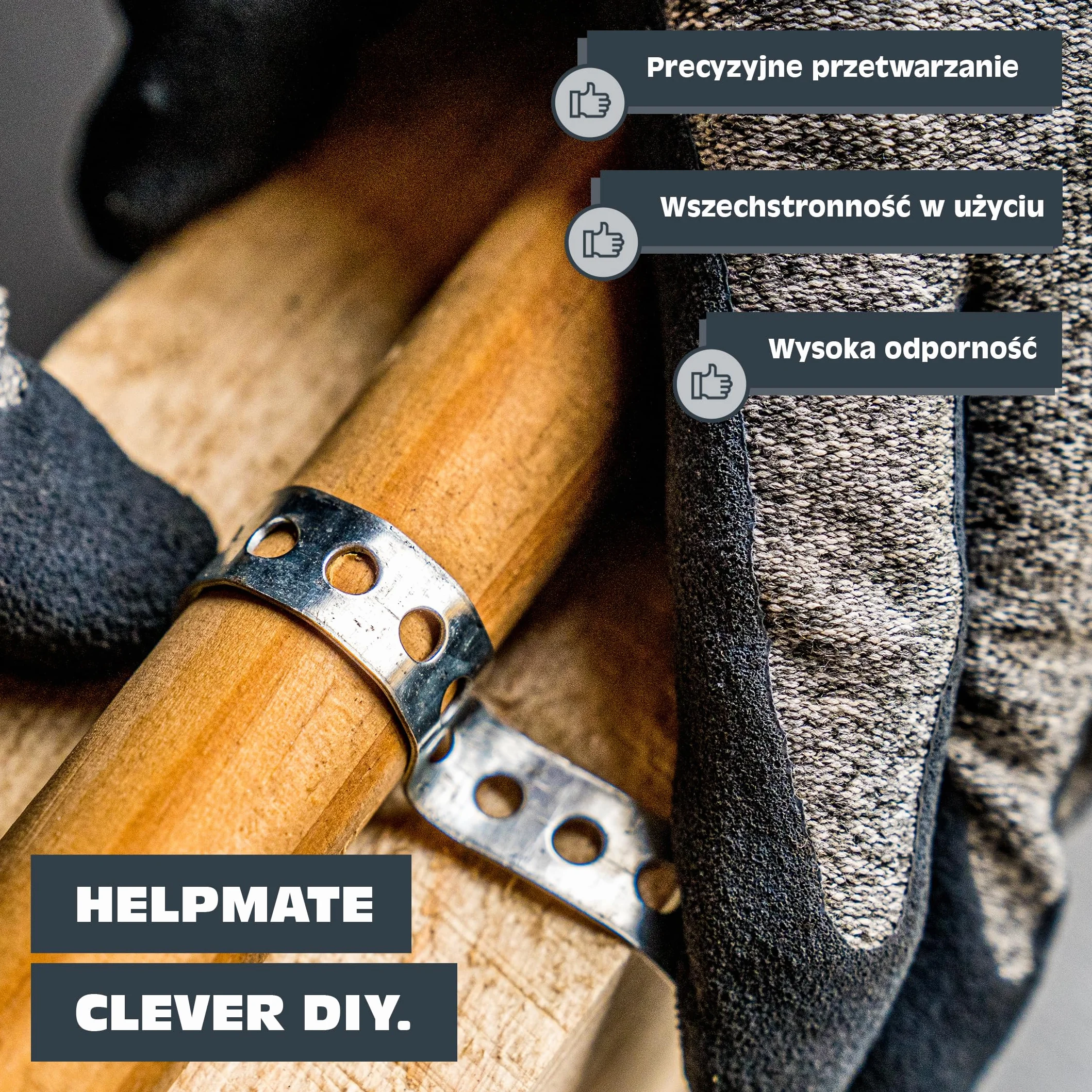 HELPMATE – Taśma perforowana o długości 10 m – stal ocynkowana sendzimir – szerokość 17 mm – grubość materiału 0,8 mm – wysokiej jakości ocynkowana – wytrzymała do budowy, warsztatu, projektów "zrób