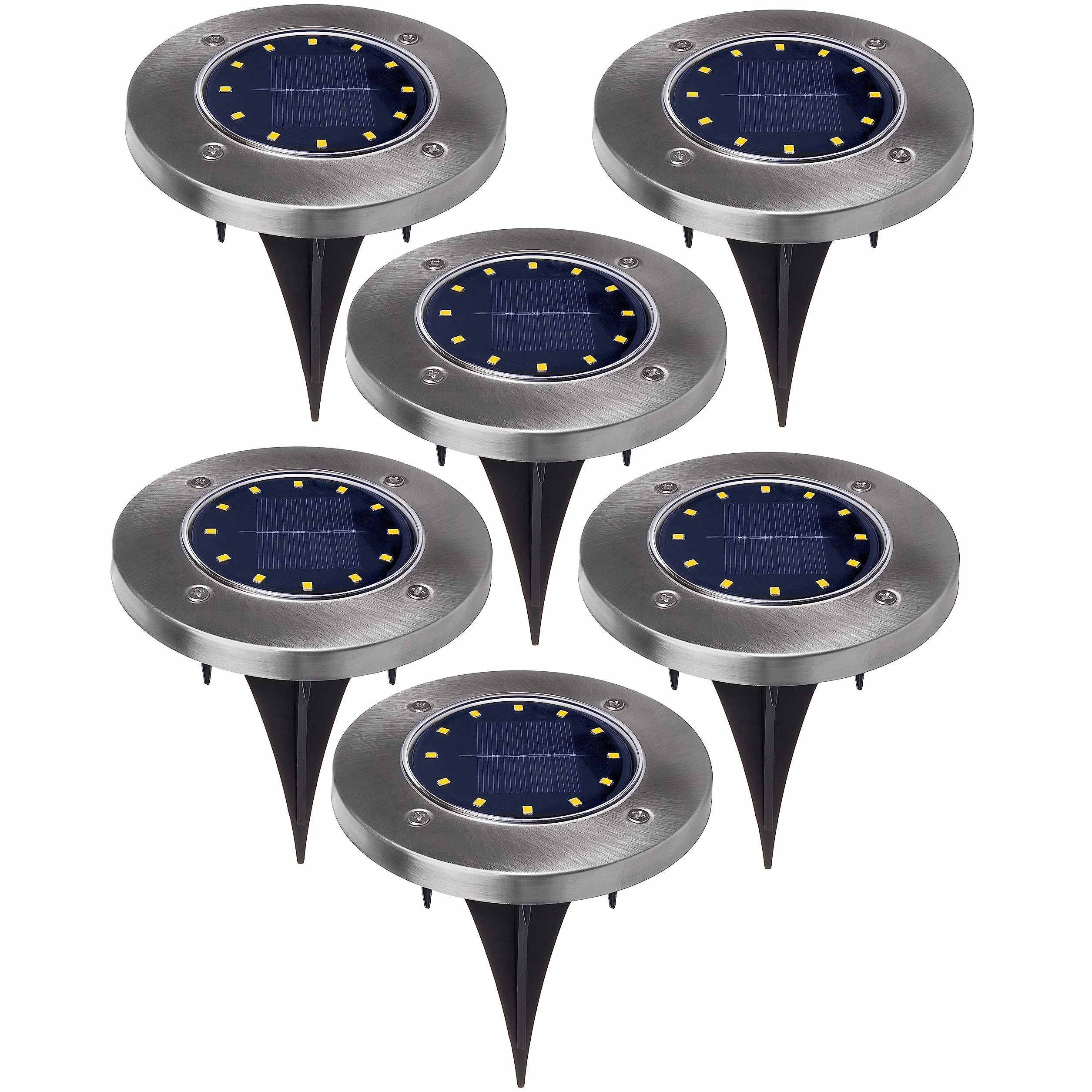 Maclean MCE318 6-pak lamp solarnych LED z kolcem do mocowania w ziemi, 12 diod LED SMD neutralna biel 4000K 0,7 W lampa solarna do oświetlenia ścieżek zewnętrznych, oświetlenie ogrodowe IP44 (6)