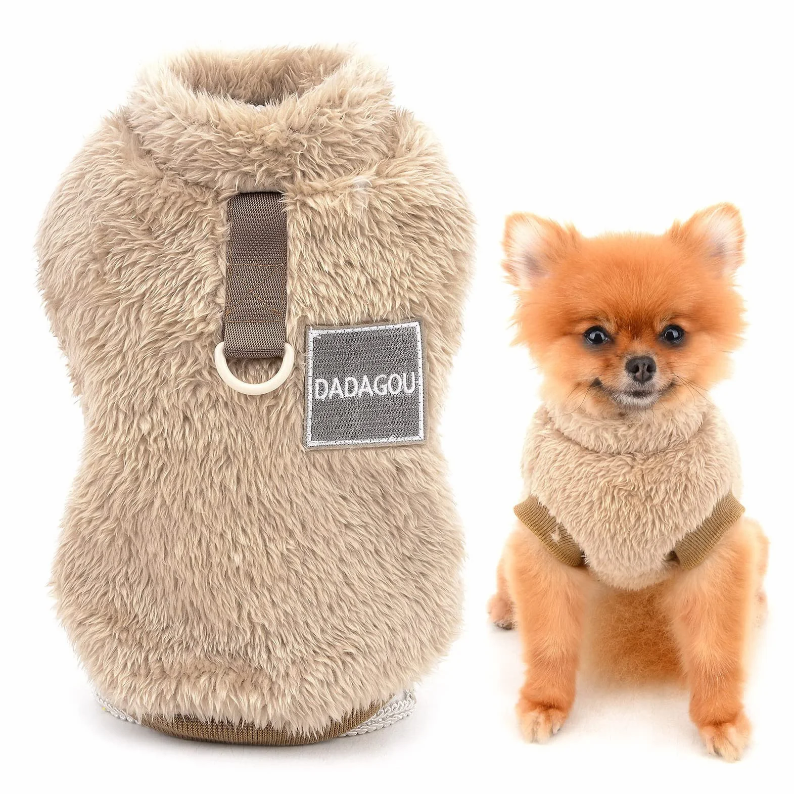 SMALLLEE_LUCKY_STORE; Sherpa polarowy sweter z d-ringiem dla zwierząt domowych; kamizelka z golfem; miękki bluz; kurtka dla małych psów, kotów, szczeniąt, yorkie, chihuahua; ciepłe ubrania na jesień i