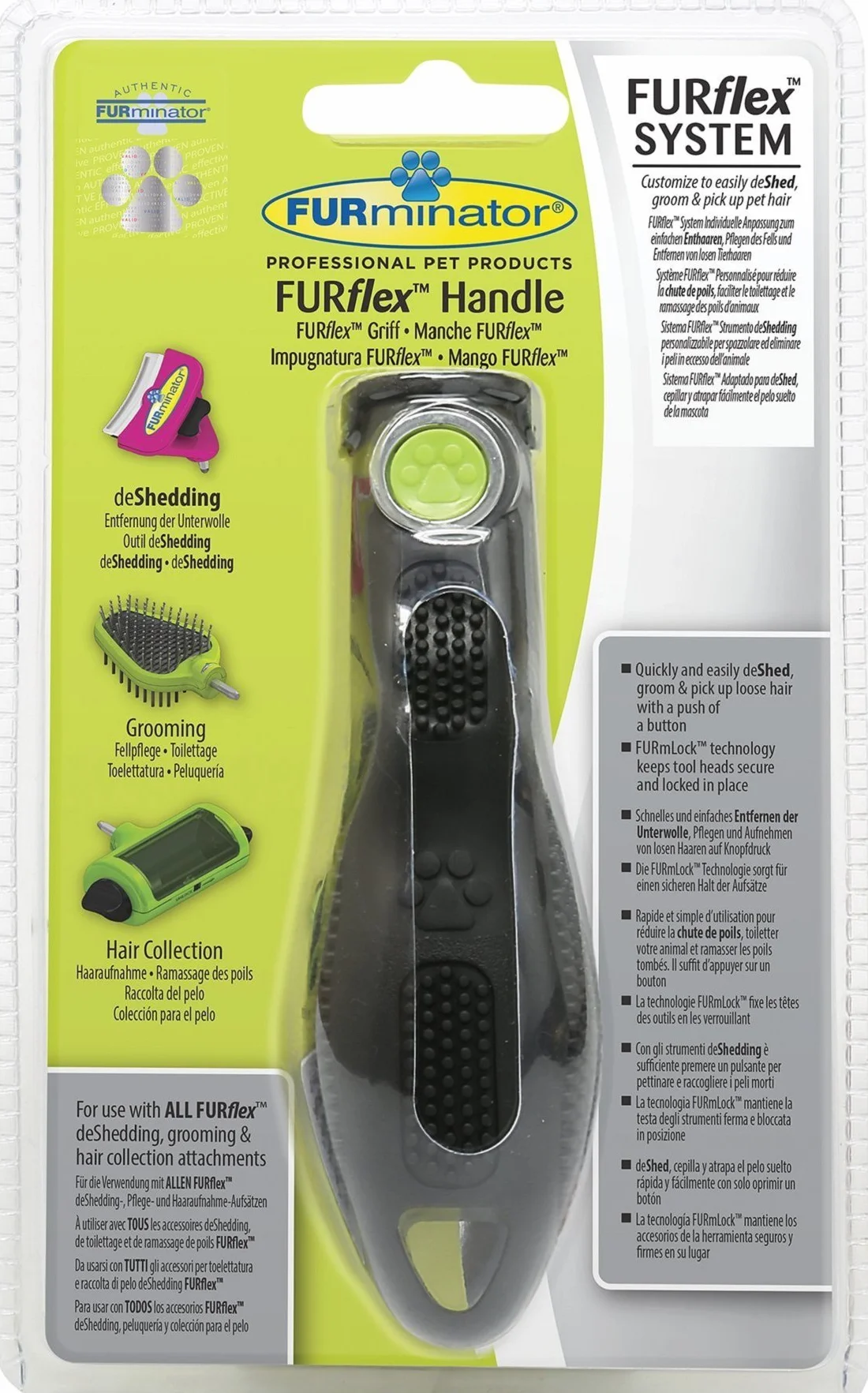 FURminator Narzędzie do usuwania odpadów FURflex, uchwyt, który bezpiecznie mocuje się do wszystkich głowic systemowych