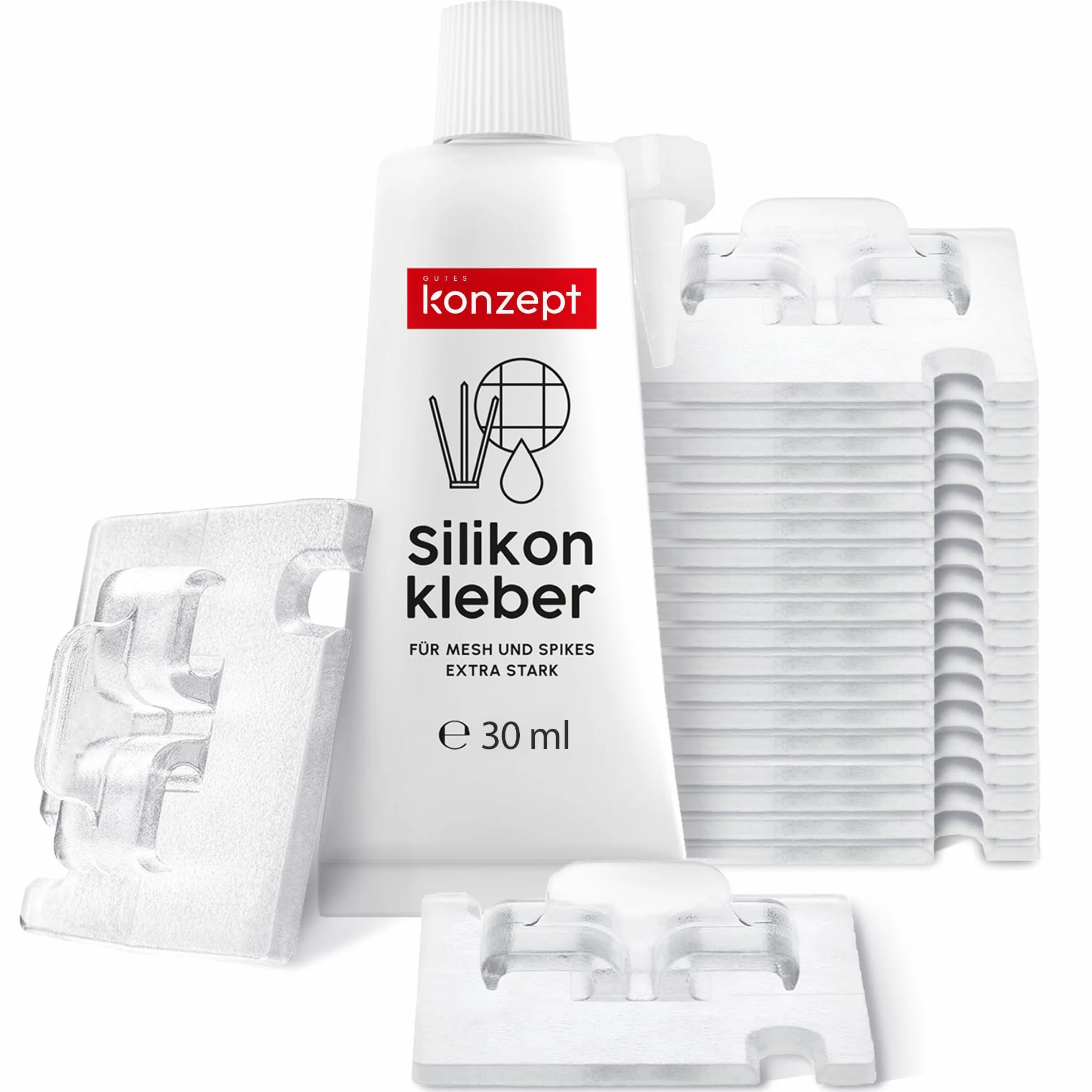 20 sztuk haczyków samoprzylepnych z klejem montażowym 30 ml, bardzo mocne, do siatki dla kotów na balkon – bez wiercenia, przezroczyste, odporne na warunki atmosferyczne, łatwy i szybki montaż