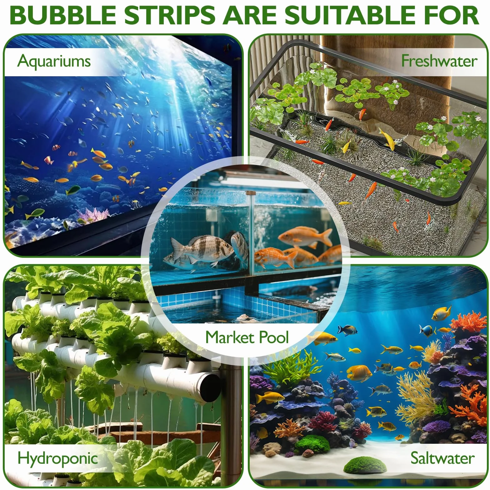 Akwarium Bubble Bar,Zestaw kamieni powietrznych do akwarium, mały Nano Bubble Stone, Super Wysoki Dyfuzor tlenu rozpuszczonego, do akwariów słodkowodnych i morskich (30cm)