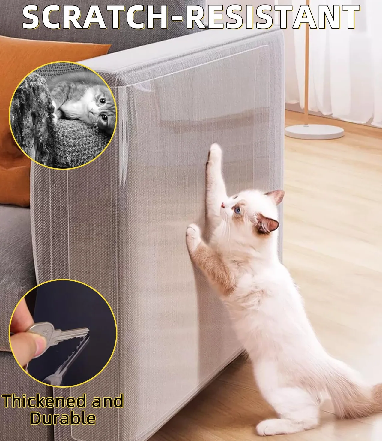 Ochrona przed zadrapaniami kota, 43 x 500 cm Anti Scratch Przezroczysta naklejka ochronna, Ochraniacz na sofę Cat Scratch, Ochrona drzwi przed zadrapaniami dla psów, do mebli, drzwi, ściany