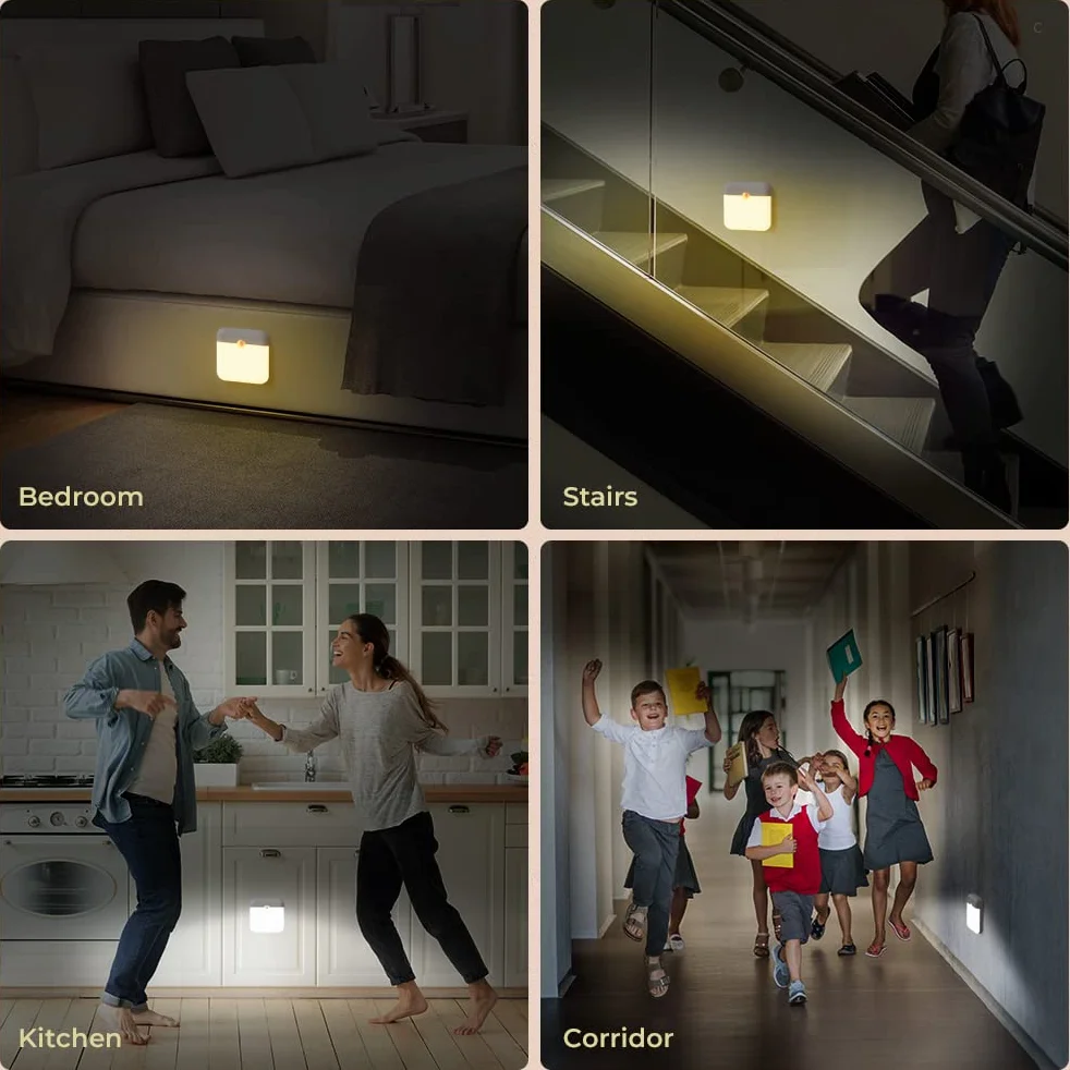 OUSFOT Lampka nocna LED, wewnętrzna lampa z czujnikiem ruchu, automatyczna lampka nocna z magnetycznym mocowaniem, lampka nocna dla dzieci, do pokoju dziecięcego, kuchni, przedpokoju, schodów, salonu
