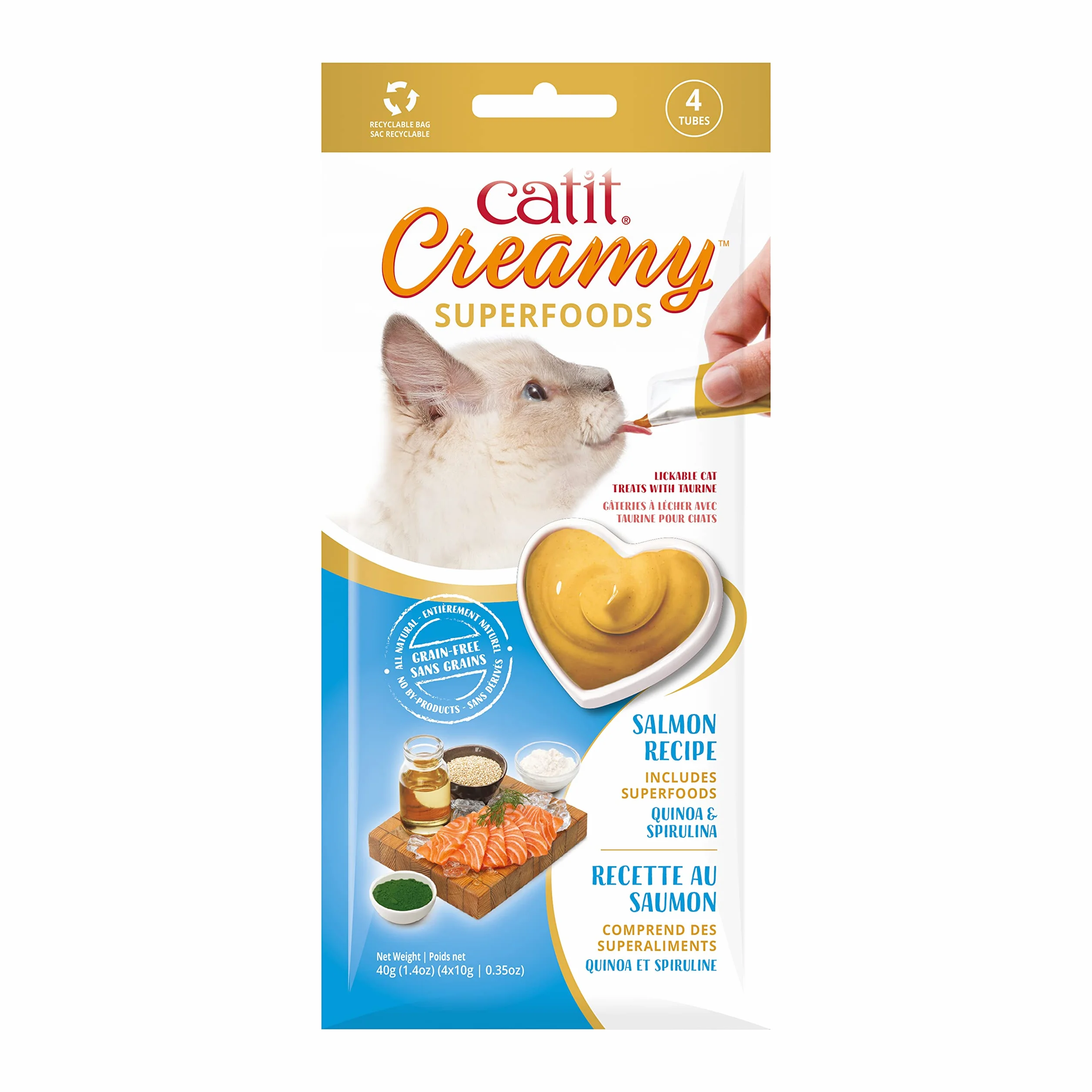 Catit Creamy Superfood pasta do lizania dla kotów z łososiem i superfoods quinoa i spirulina