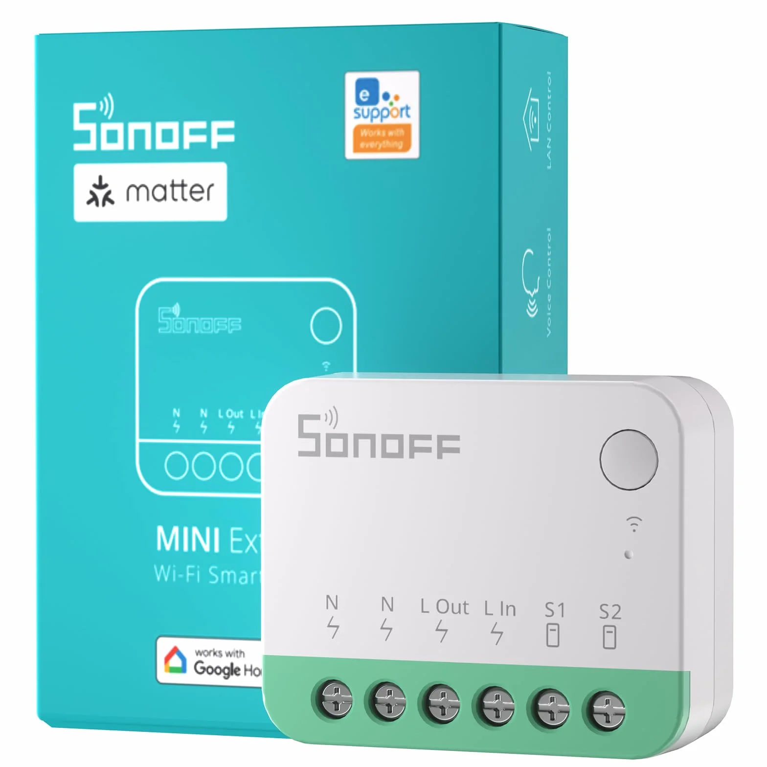 SONOFF MINIR4M Matter Wlan Smart Relais, przełącznik WiFi, 2-drożny mini moduł DIY, automatyka domowa, Smarthome, włącznik światła, podtynkowy, kompatybilny z Apple Home, Alexa i Google Home, IFTTT,