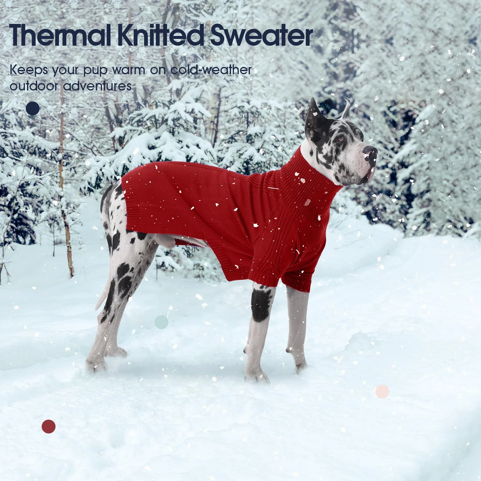 IECOii Sweter świąteczny dla psa, XXL, z długim rękawem, golf, dla bardzo dużych psów, chłopców, dziewczynek, strój na zimną pogodę, buldog angielski, ubrania na zimę