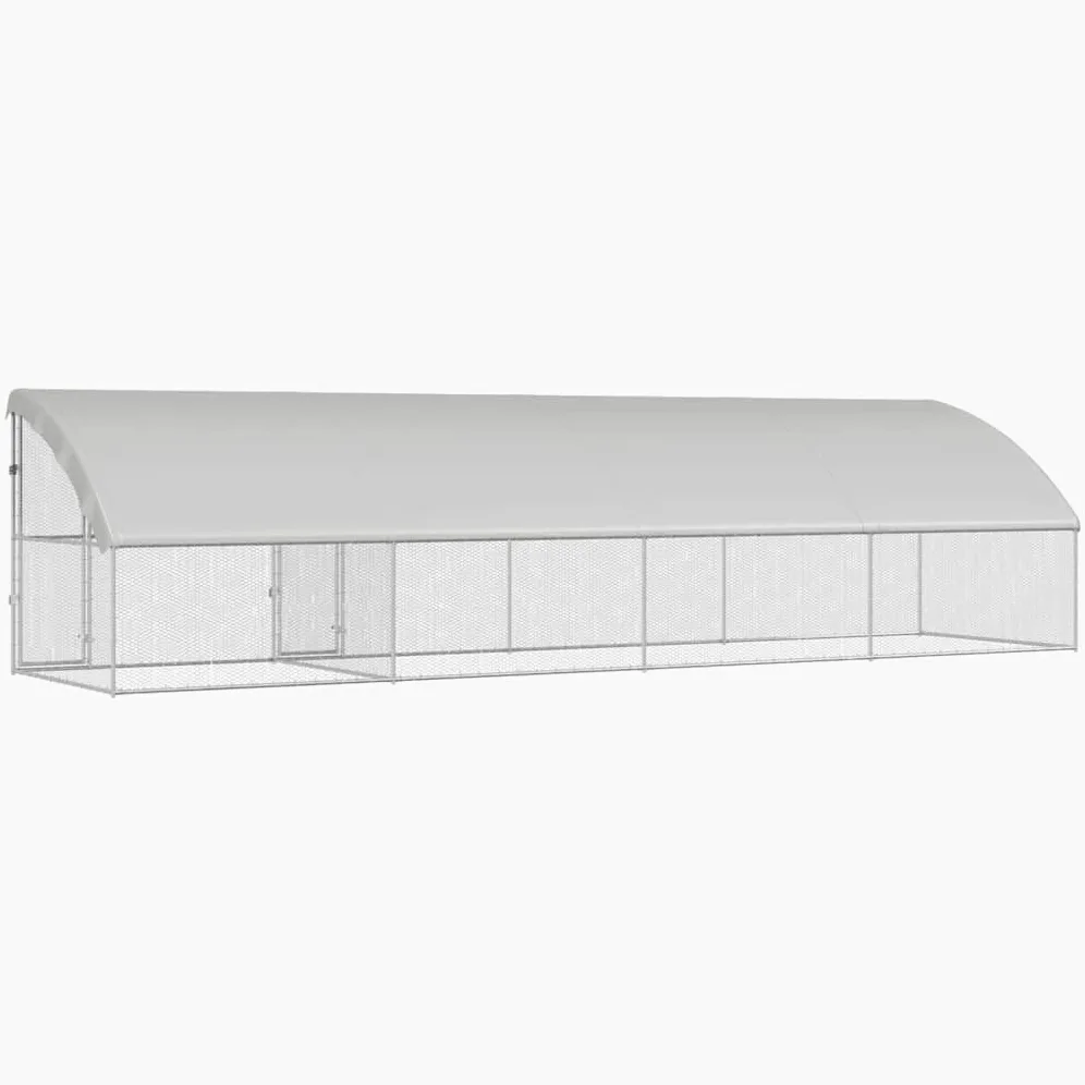 Klatka dla kurczaka z ocynkowanej stali, 4 sztuki, 800 x 200 x 200 cm, z wodoszczelnym daszkiem z siatki i zamykanym systemem ryglowania dla bezpiecznego wybiegu na zewnątrz i ochrony przed