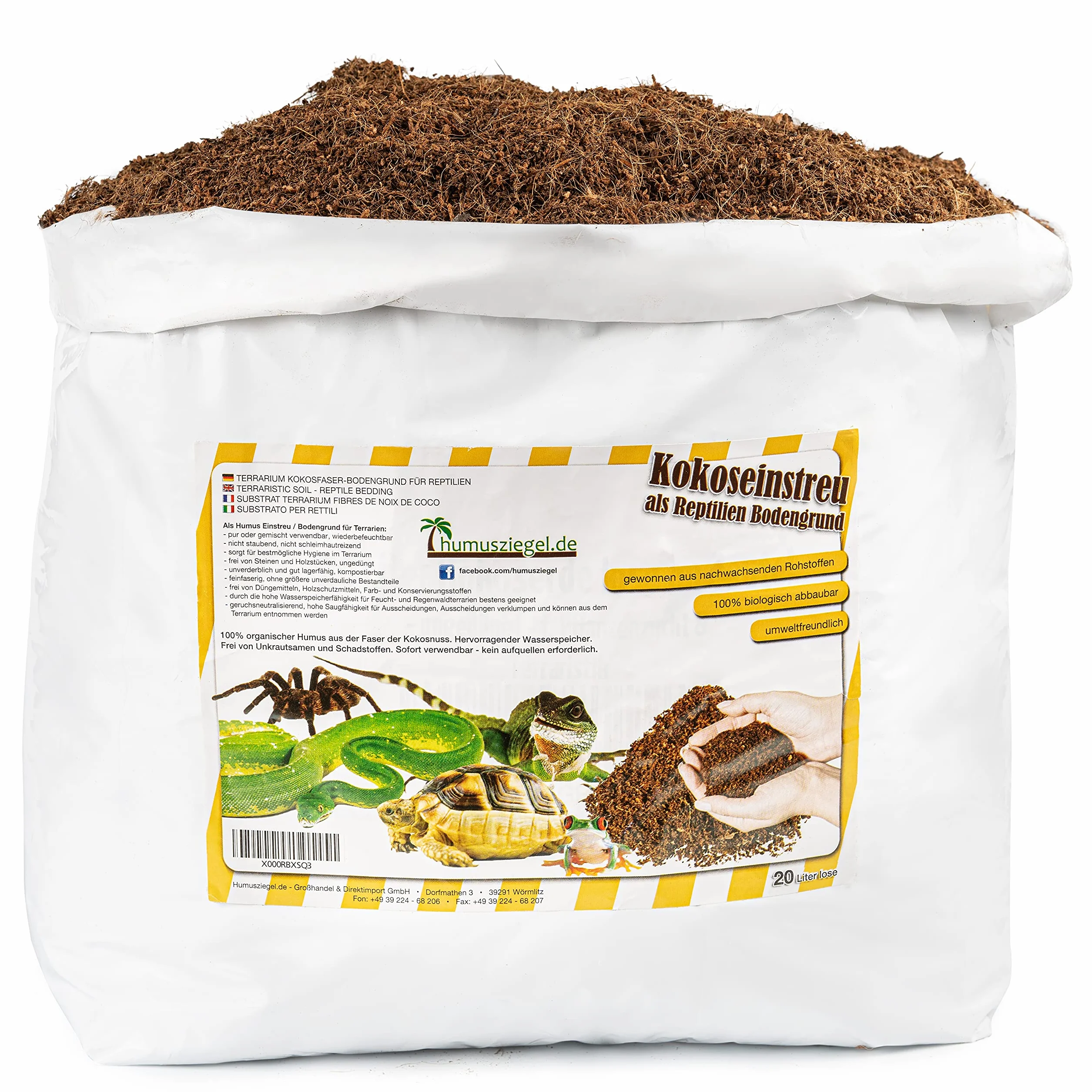 Podłoże terrarium ziemia kokosowa sucha 20 l worek dla gadów