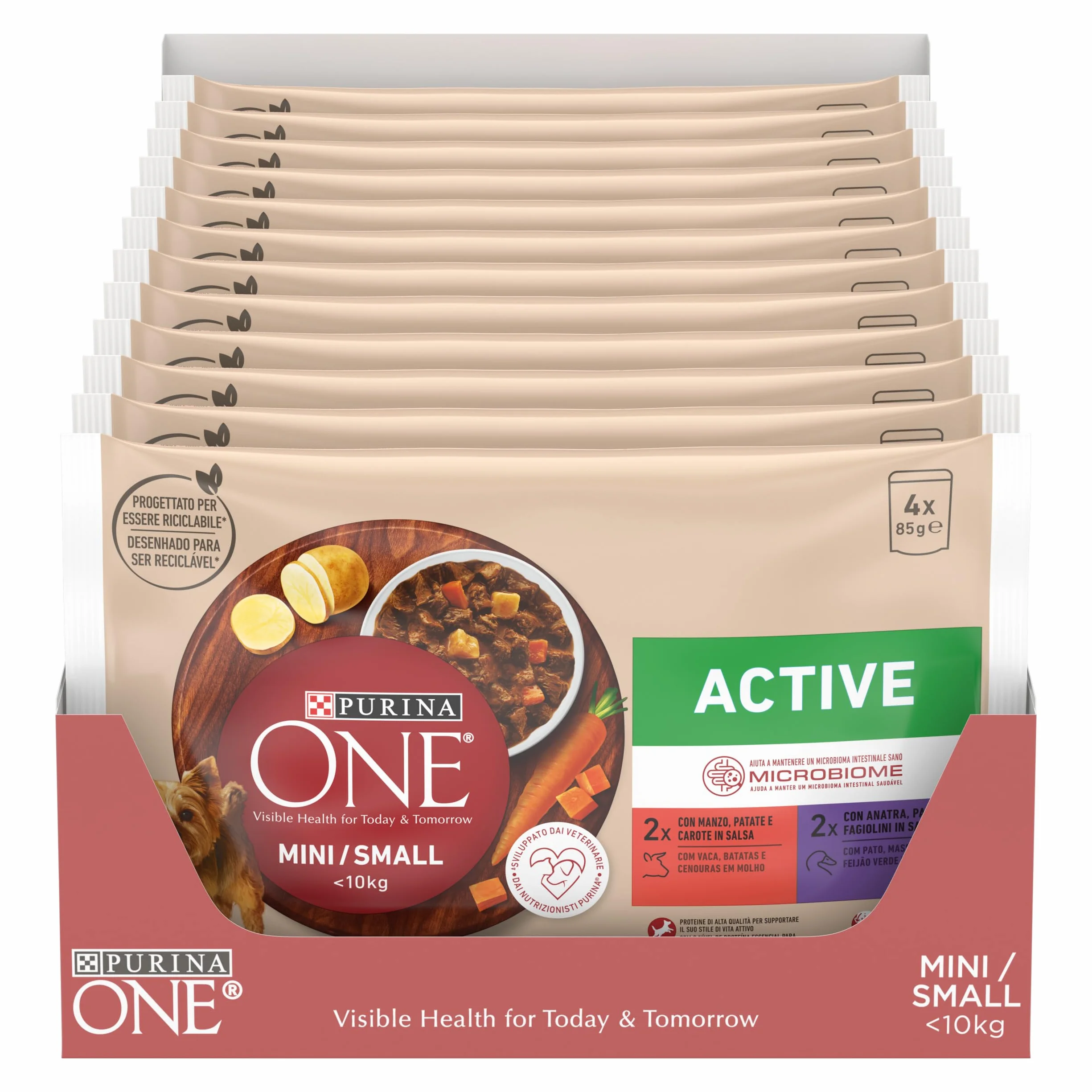 Purina One Multipack wilgotna karma dla psa wołowina i kaczka w sosie, 48 x 85g