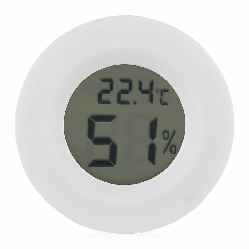 Monitor temperatury i wilgotności gadów LCD okrągły biały plastik termometr cyfrowy higrometr do małego akwarium jaszczurka pająk żółw terrarium zbiornik