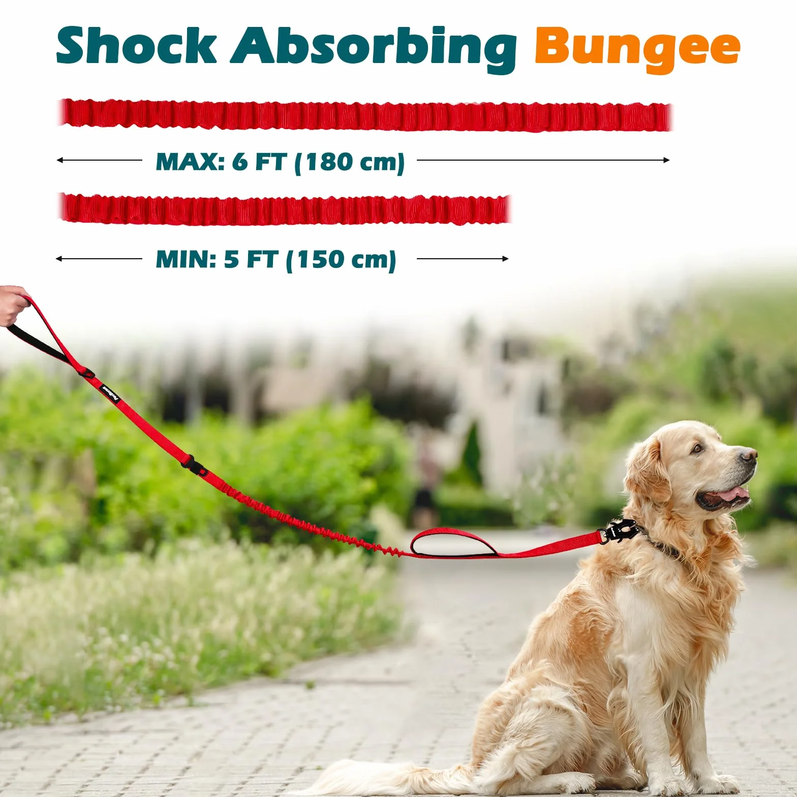 PetBonus Heavy Duty Taktyczna smycz dla psa, 1,5 m, bungee z 2 wyściełanymi uchwytami, pas bezpieczeństwa, smycz treningowa No Pull dla dużych i średnich psów
