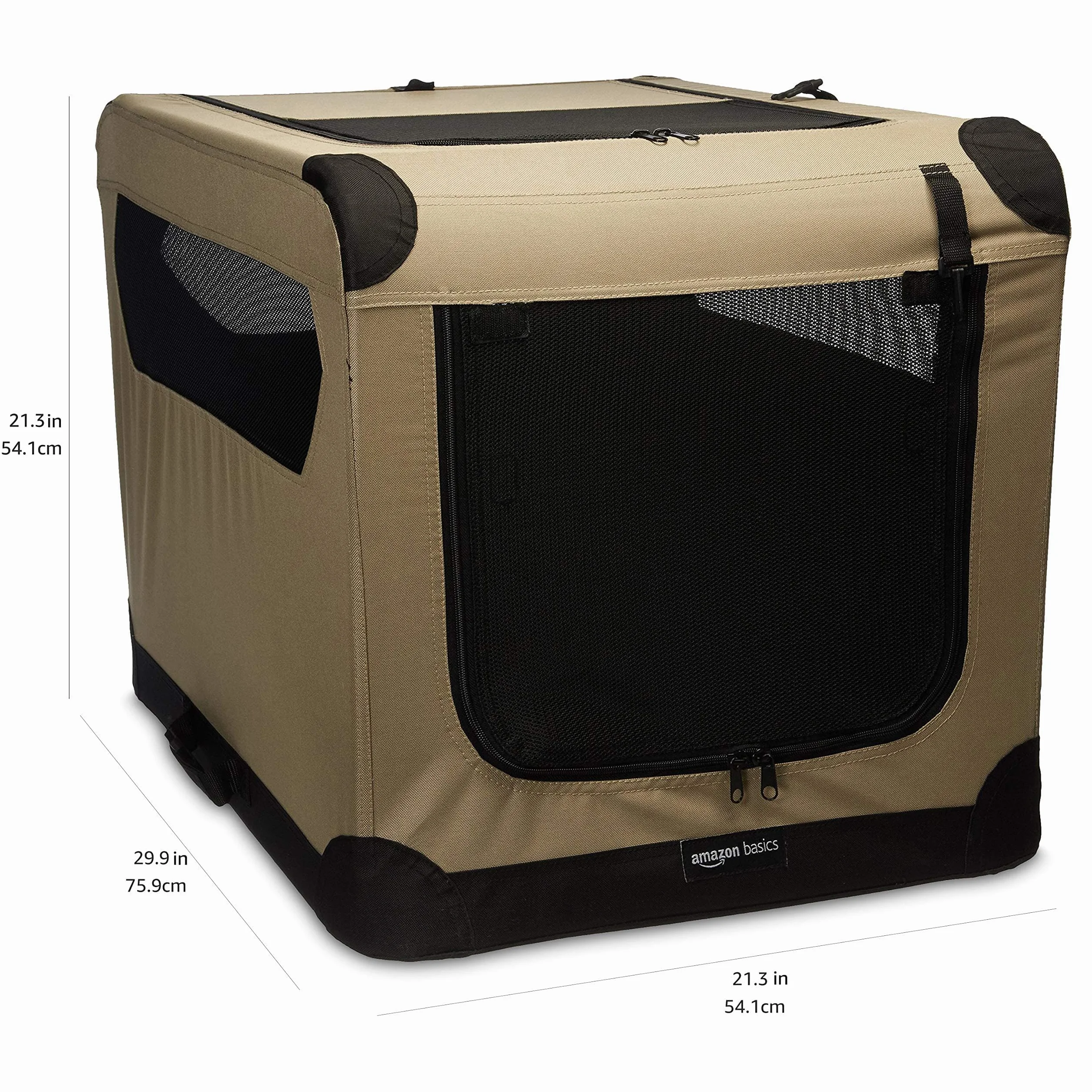Amazon Basics Klatka dla Psa, Złoty/Czarny, 76 x 54 x 54 cm
