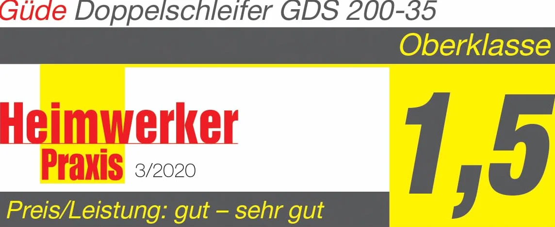 Güde Podwójna szlifierka GDS 200-35 (350 W, prędkość obrotowa silnika 2980 1/min, tarcza szlifierska zgrubna i precyzyjna 36|60 K, ø 200 mm, stabilna podstawa maszyny, prowadnice szlifierskie na