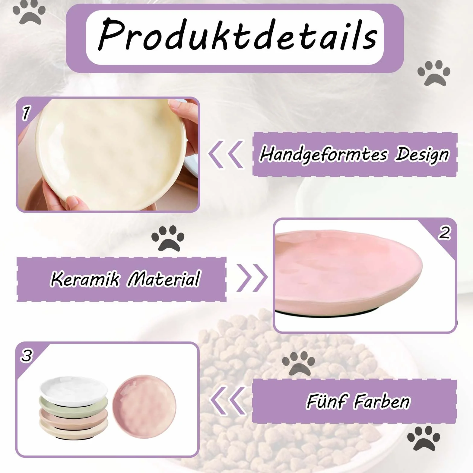 Ceramiczna miska dla kota 5 sztuk antypoślizgowe silikonowe dno płaska miska na karmę