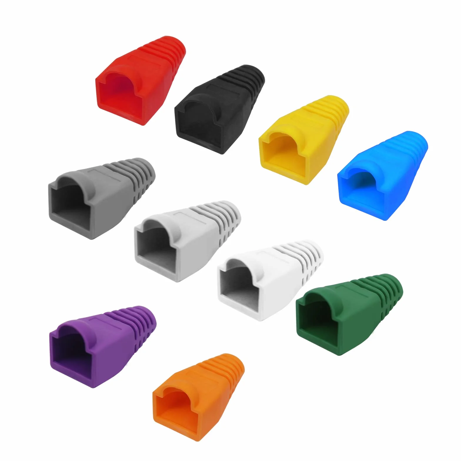 Miękkie plastikowe złącze kabla Ethernet RJ45 osłona butów odciążeniowych CAT5 CAT5E CAT6 CAT6E 100 szt. firmy Copapa (wielokolorowe)