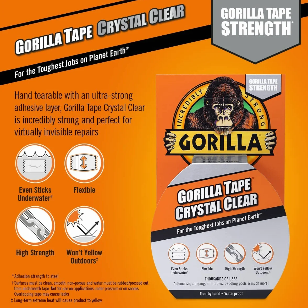 Gorilla 07164000719 6027002 Taśma Klejąca, Przezroczysty, 8,2 m