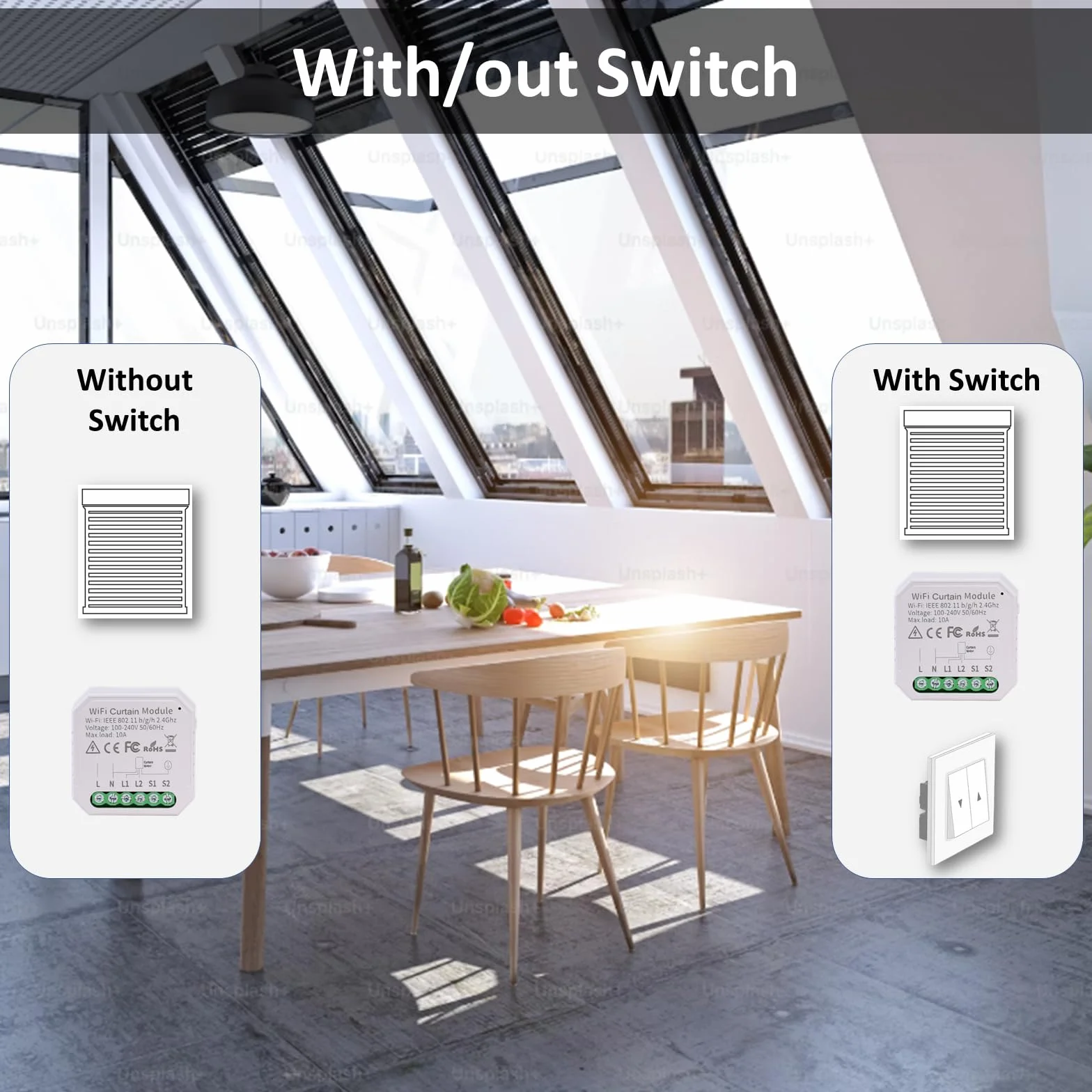 Inteligentny moduł przełącznika rolety WiFi z pilotem zdalnego sterowania do zasłon silnika/żaluzji, harmonogramów czasowych i timera Smart Smart Life/Tuya Smart, współpracuje z Alexa/Google Home