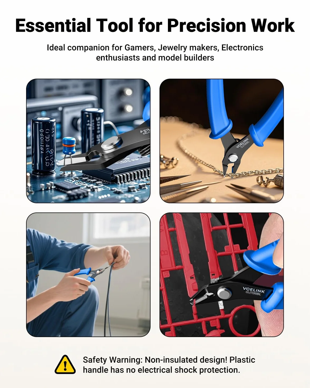 VCELINK Cutter boczny GJ706BL, precyzyjne szczypce Mini do elektroniki, modeli, PCB