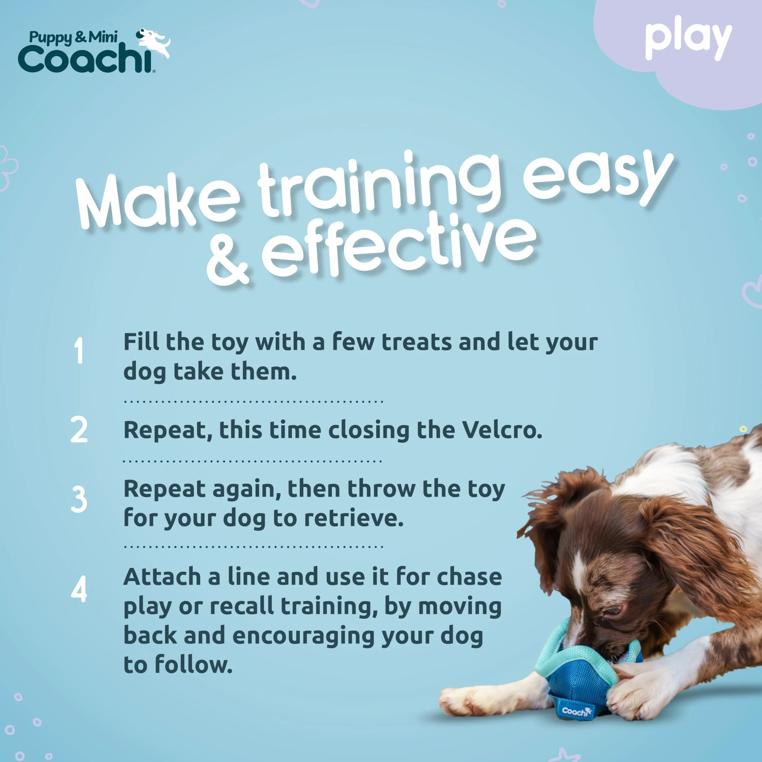 Coachi Puppy & Mini Chase & Treat – Idealny dla zabawy i pościgów, agility i treningu na odległość, zachęca do interakcji, dobre do motywowania, Odpowiednie dla szczeniąt i małych psów