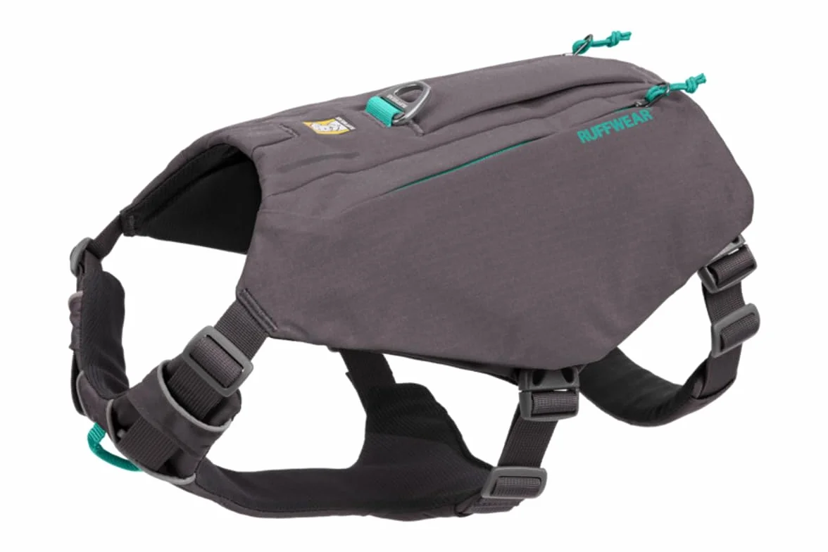 RUFFWEAR Switchbak uprząż dla psa na co dzień z kieszeniami, komfort przez cały dzień z wbudowanymi kieszeniami na krótkie wycieczki i codzienne aktywności, duże do bardzo dużych ras, granitowe szare