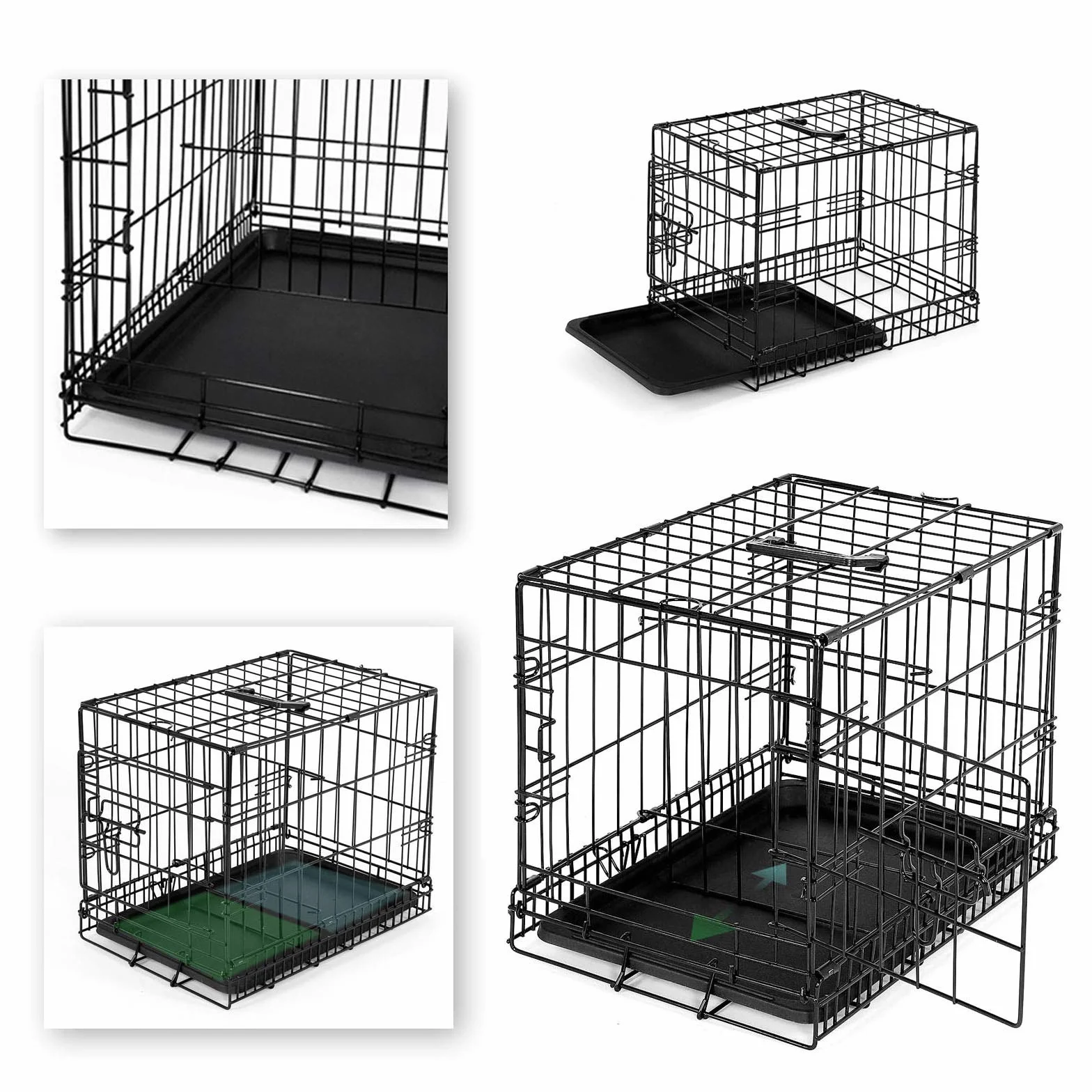 lionto Transporter dla psa i kota, 45x31x36 cm, metalowa klatka z plastikową wanną, solidne zamknięcia bezpieczeństwa i przegroda, uniwersalna skrzynia transportowa, kolor czarny