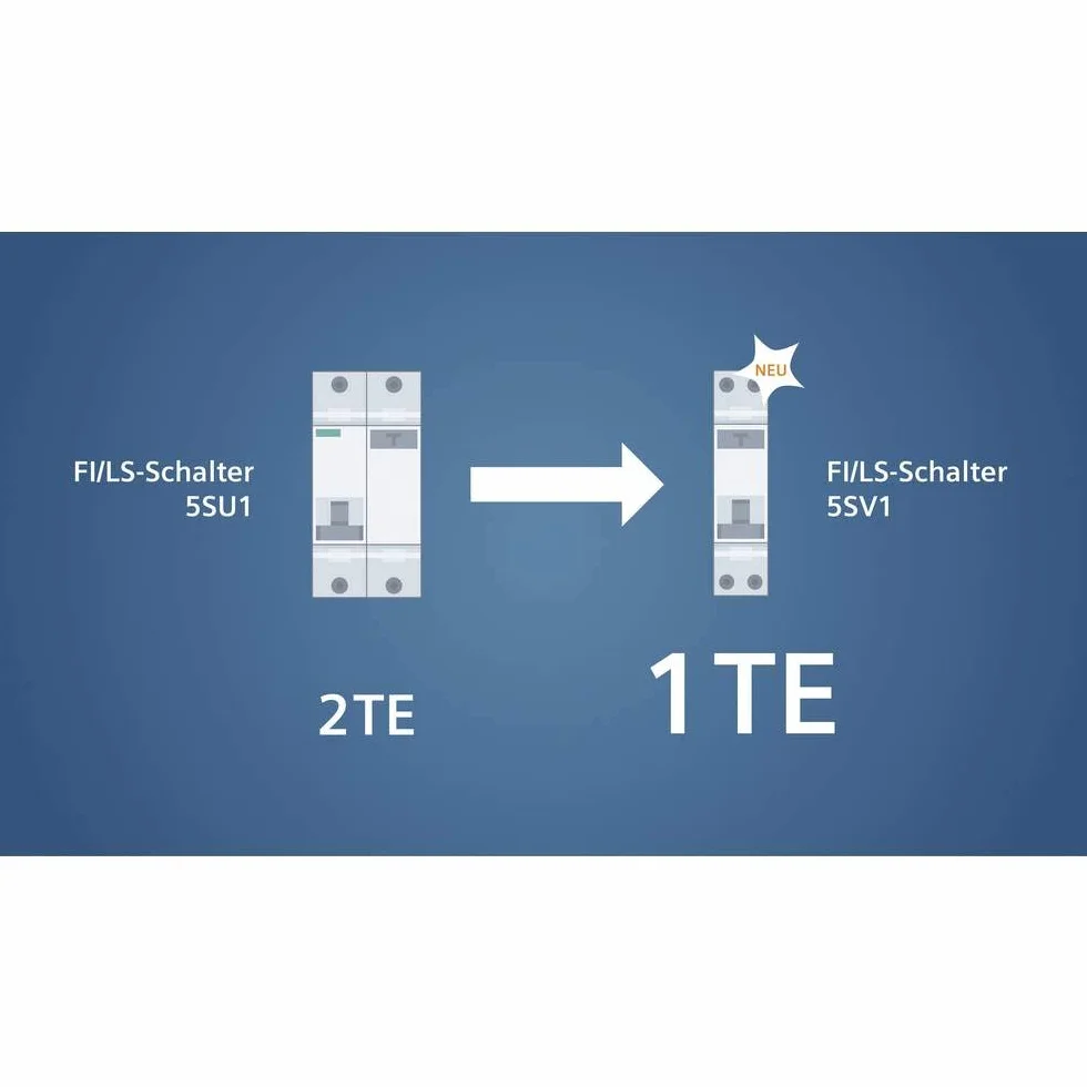 Siemens 5SV13166K16 FI/LS kompaktowy RCBO 1P+N 6 kA typ A 30mA B16 230 V, zabezpieczenie przed prądem różnicowym i przeciążeniem w 1TE (50% oszczędności miejsca)