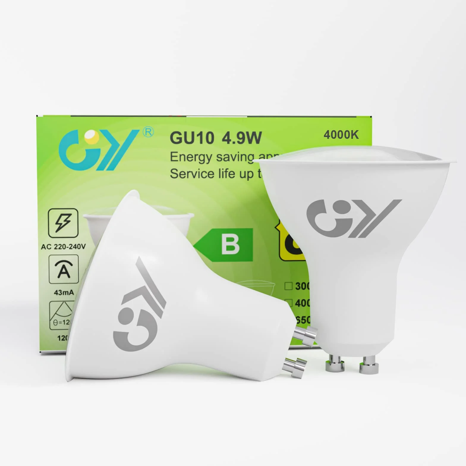 GY ?arówka LED GU10 4,9W 790LM, Neutralna Bia?a 4000K, K?t Wi?zki 120°, Nie?ciemniane, CRI>80, Odpowiednik 80 W, Pakiet 2 Sztuk