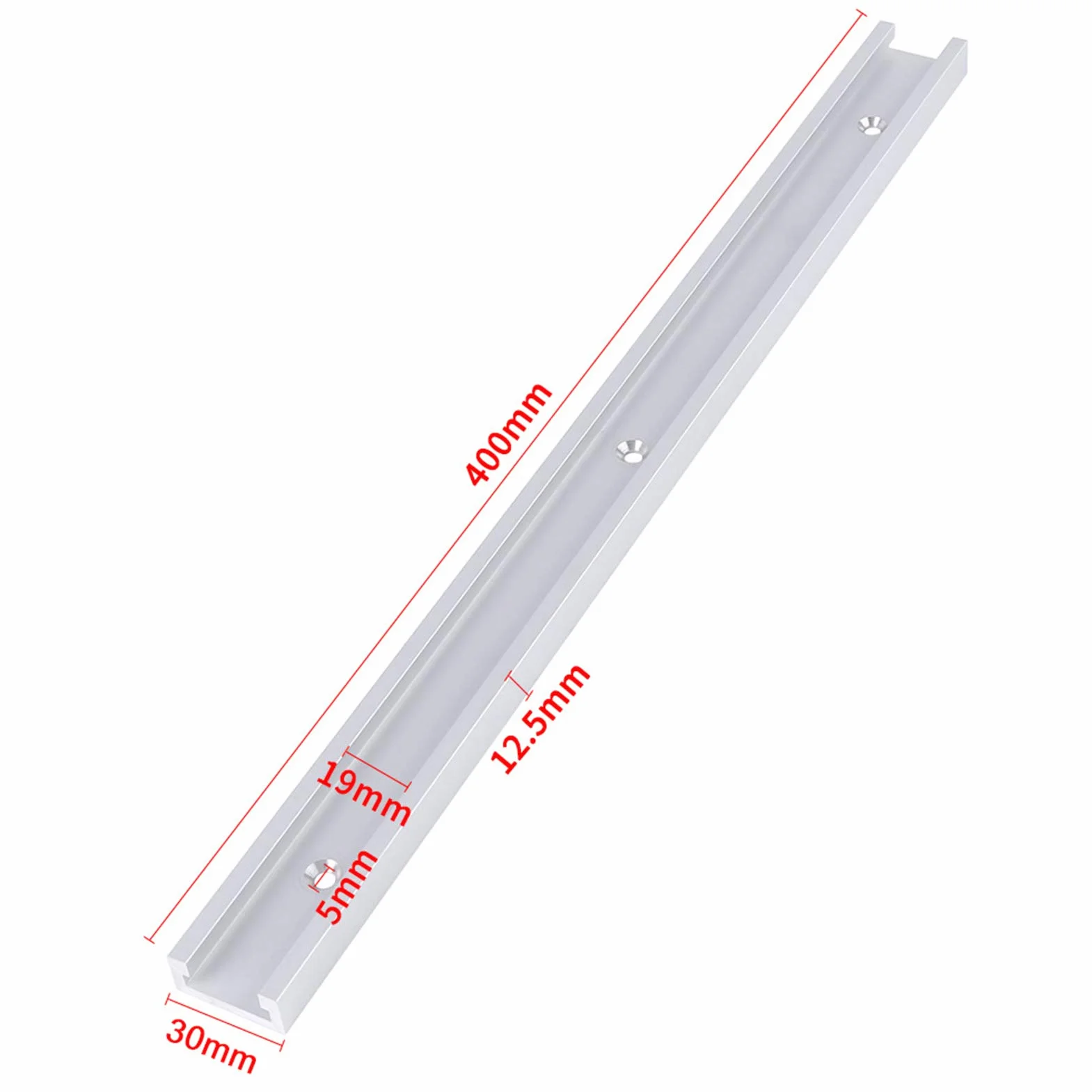 Ausla T-Track ze Stopu Aluminium 400 mm, Prowadnik Szyny Ukośnej z Śrubami Samogwintującymi do Obróbki Drewna
